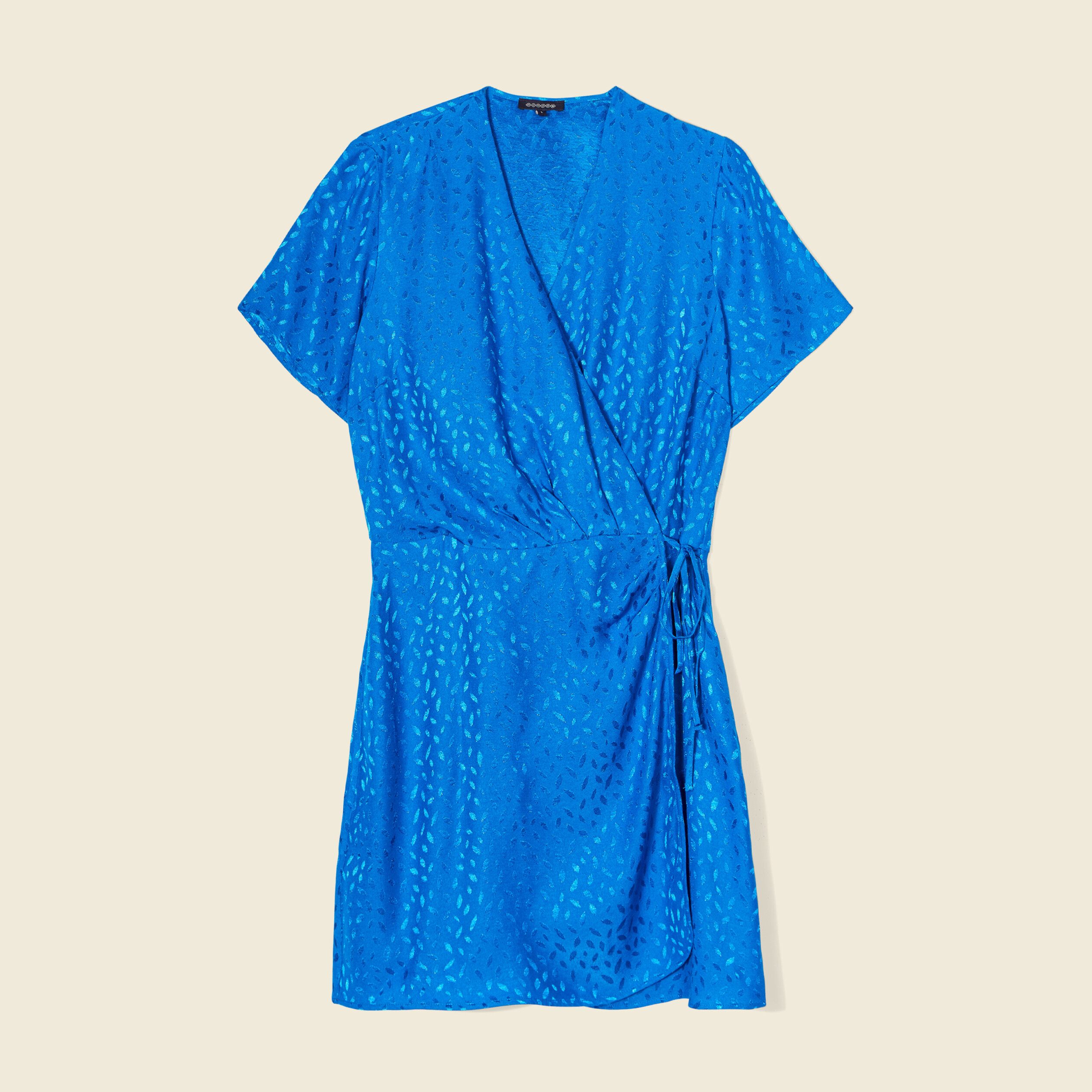 Robe portefeuille satinée bleu electrique femme