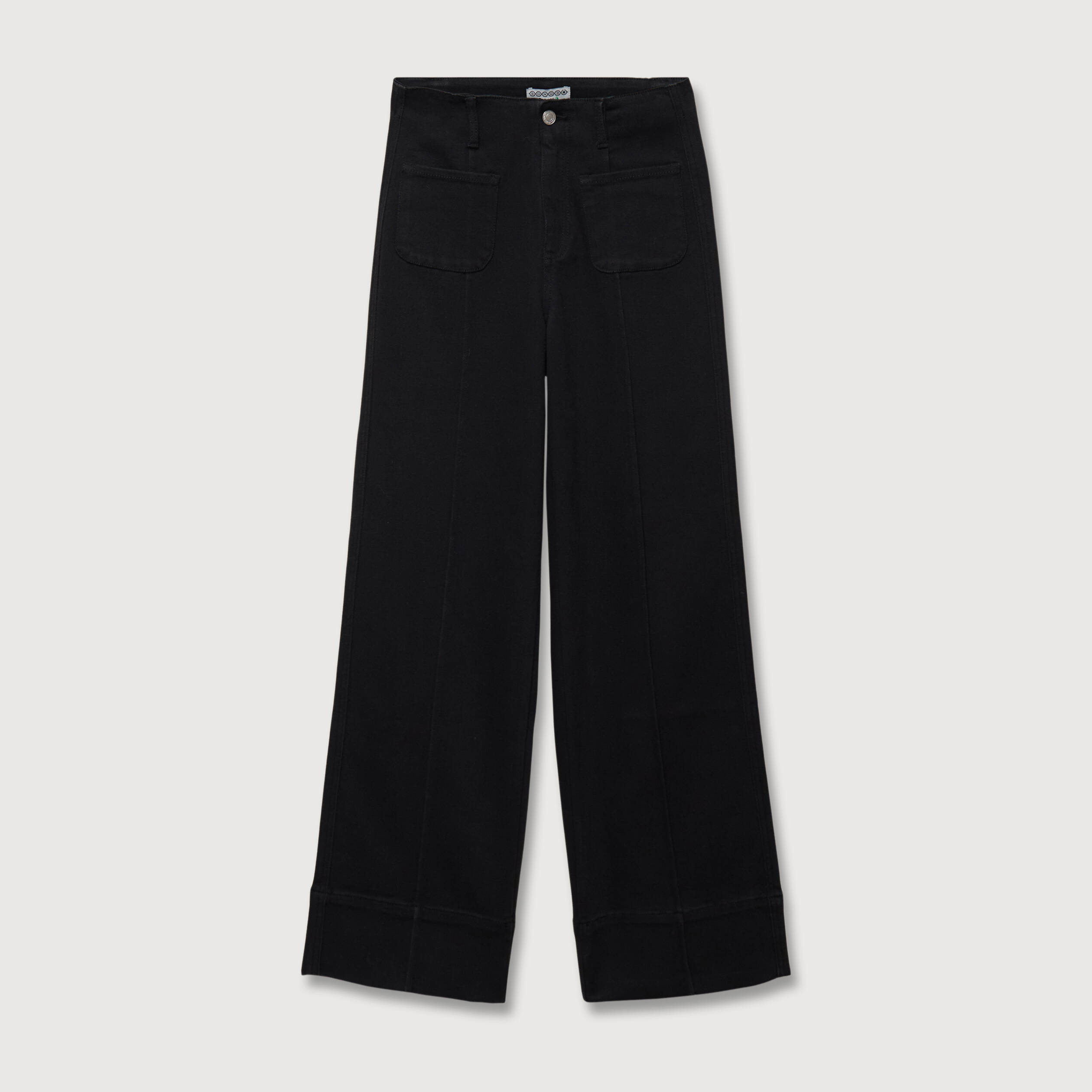 Jeans wide large taille haute denim noir femme