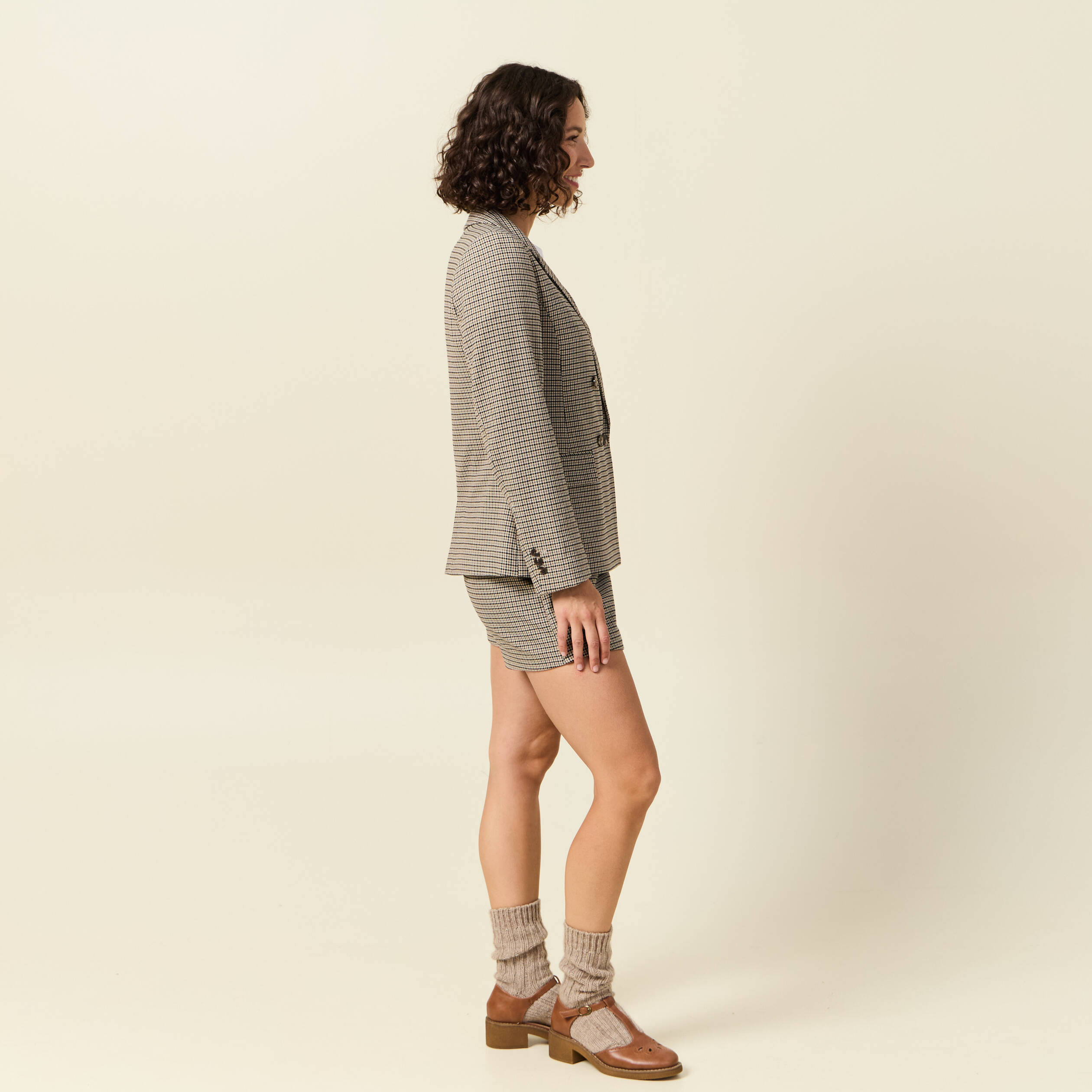 Blazer manches longues col tailleur noir femme