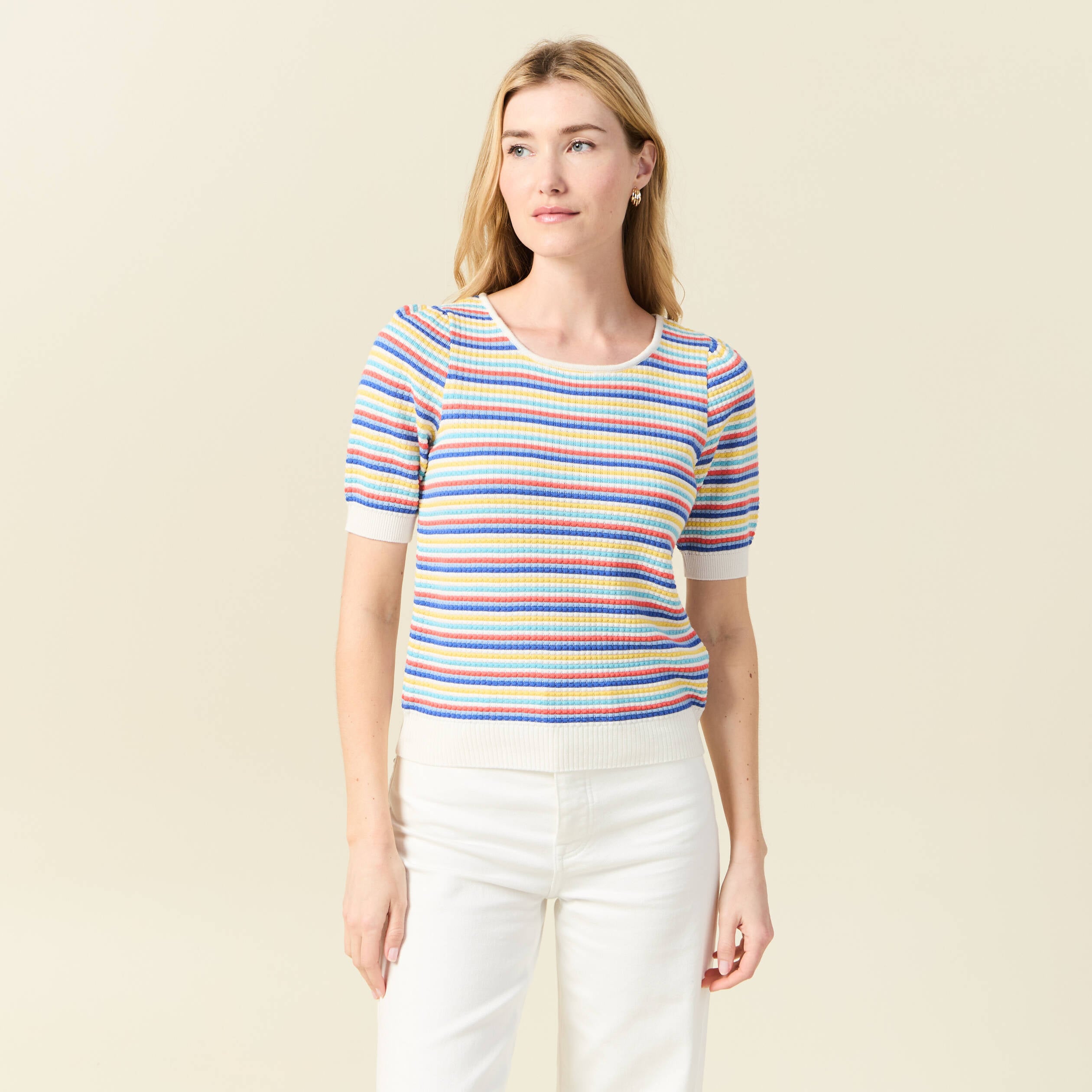 Pull manches courtes vert clair femme