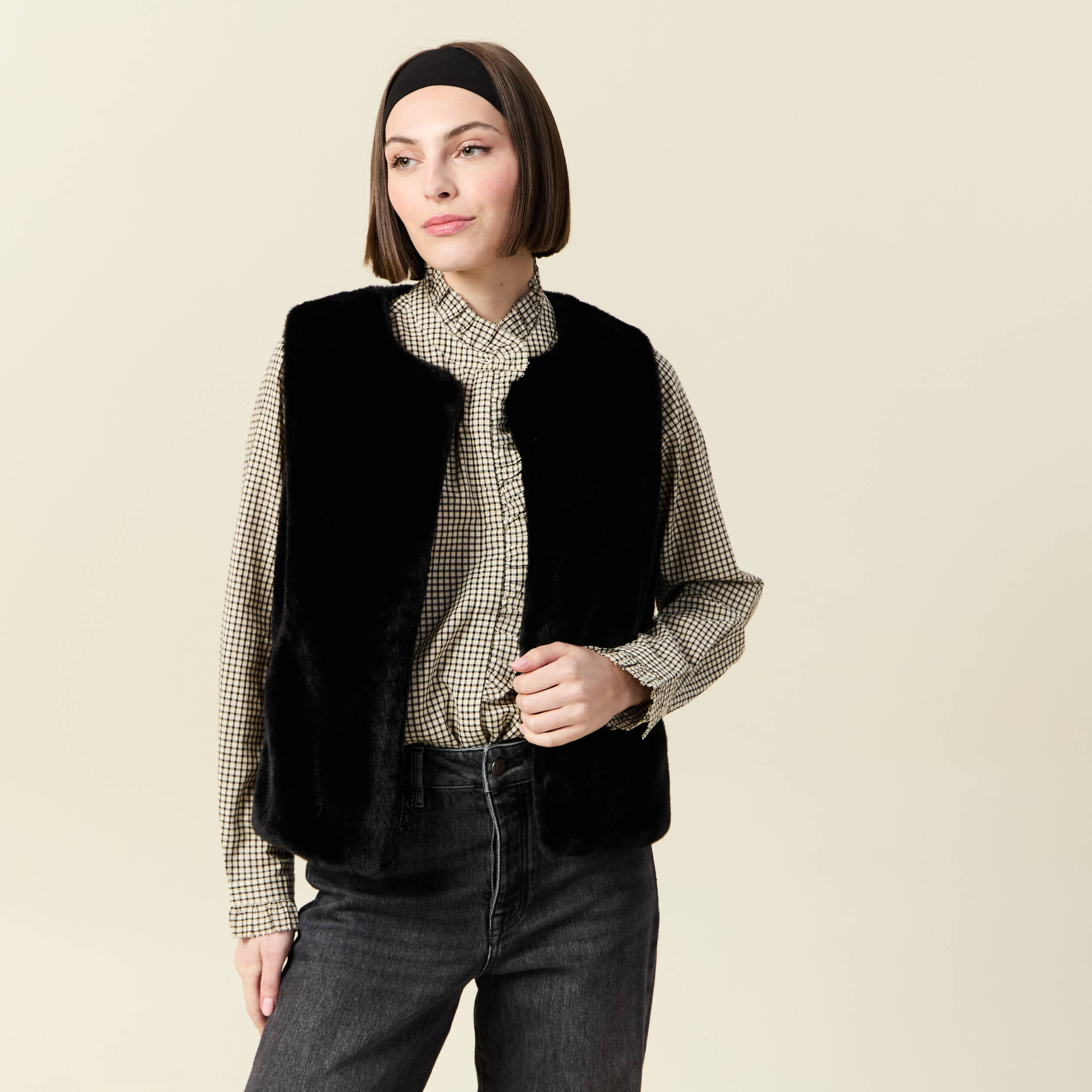 Gilet sans manches doublé noir femme Vibs