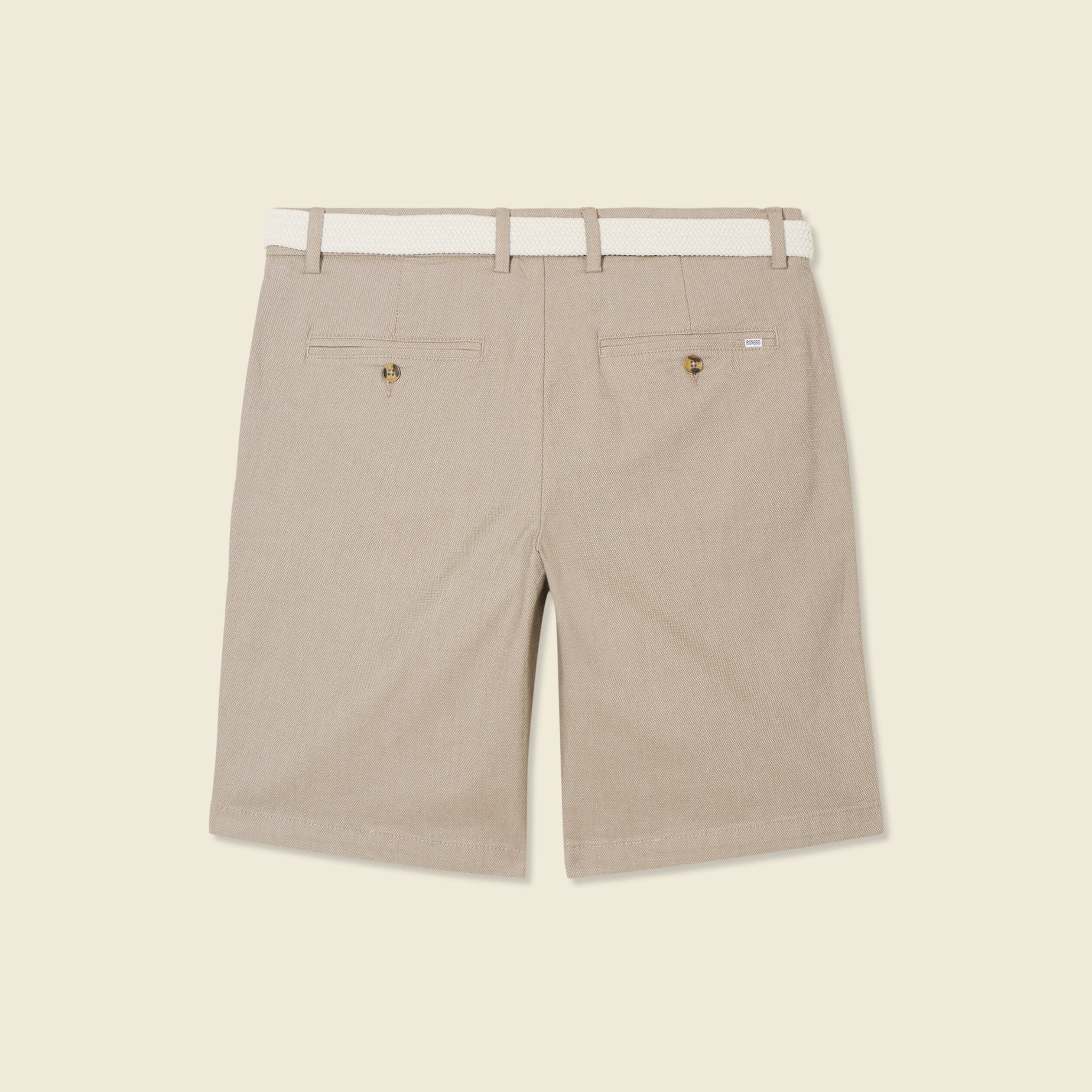 Bermuda droit chino ceinture sable homme