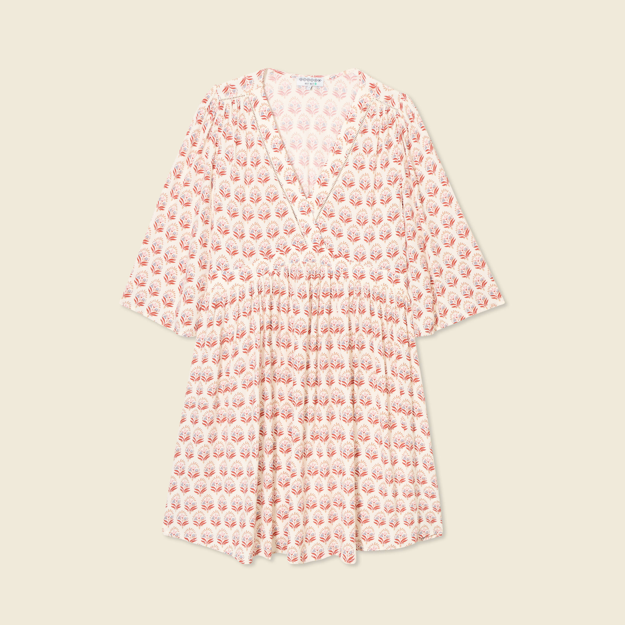 robe evasee manches 34 ivoire femme Robe évasée manches 3/4 ivoire femme