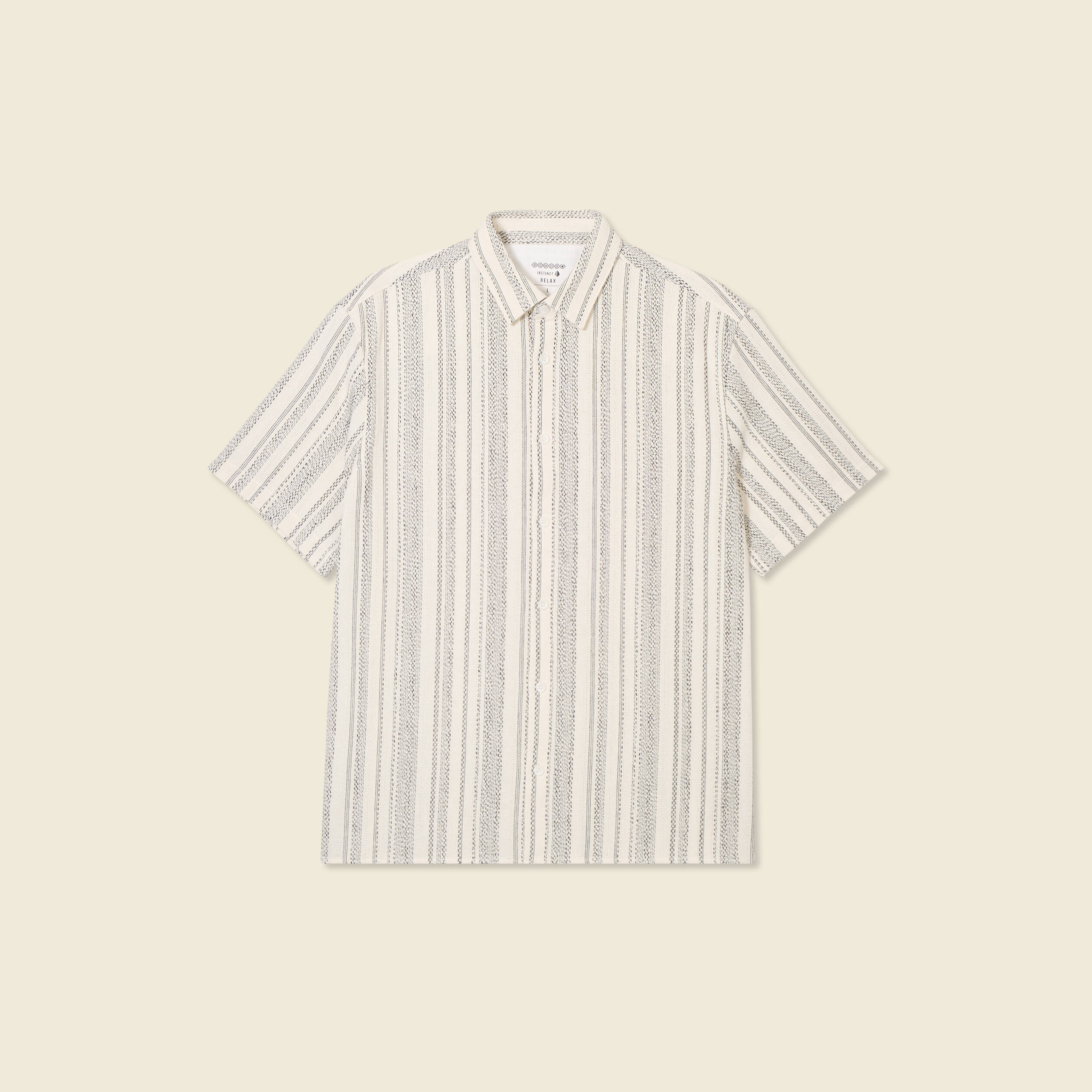 Chemise col classique manches courtes ecru homme