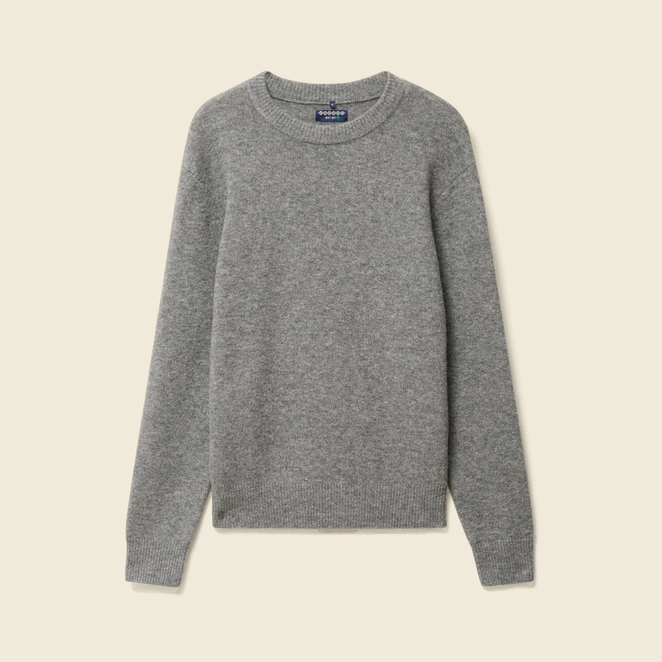 Pull manches longues col rond gris homme
