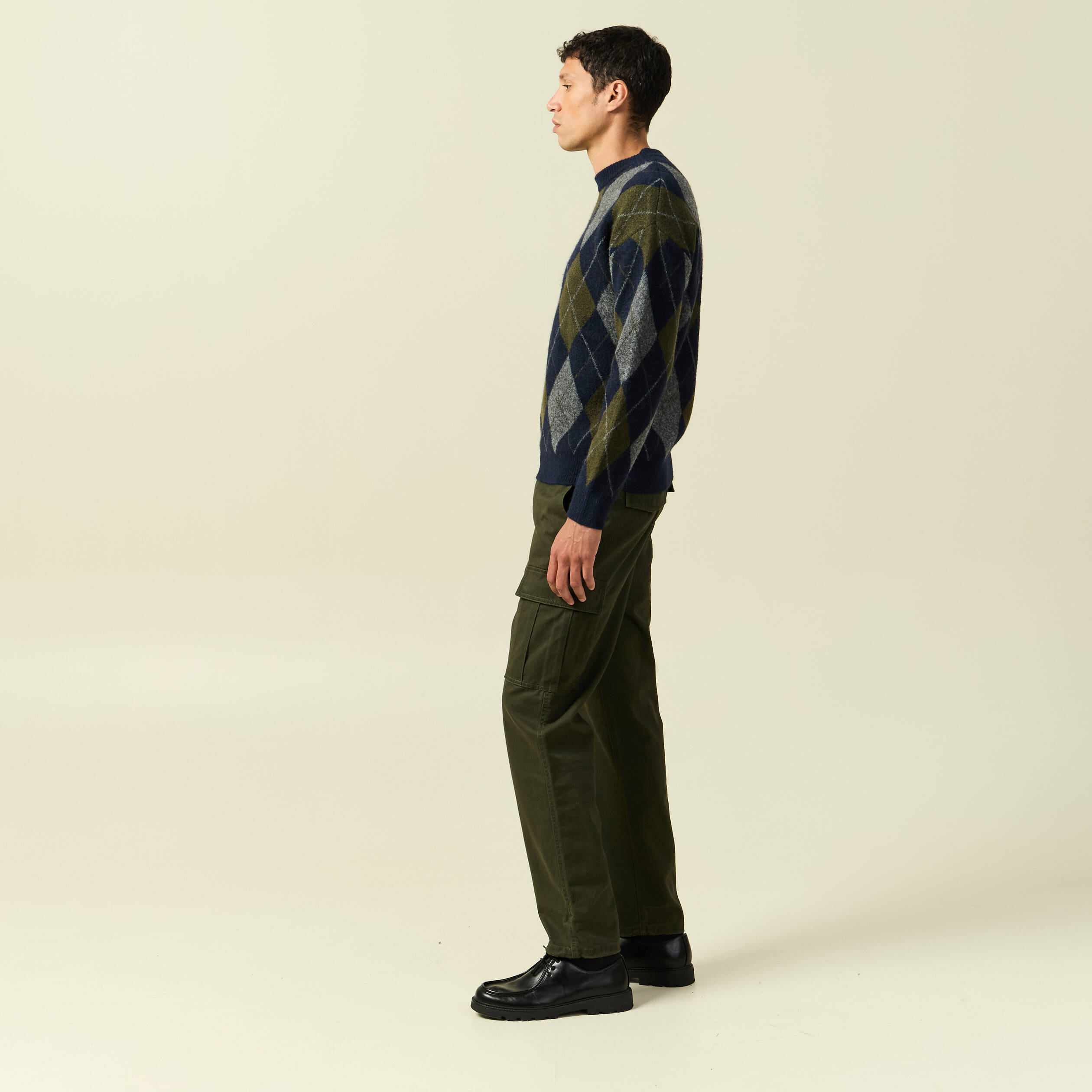 Pull col rond manches longues bleu marine homme