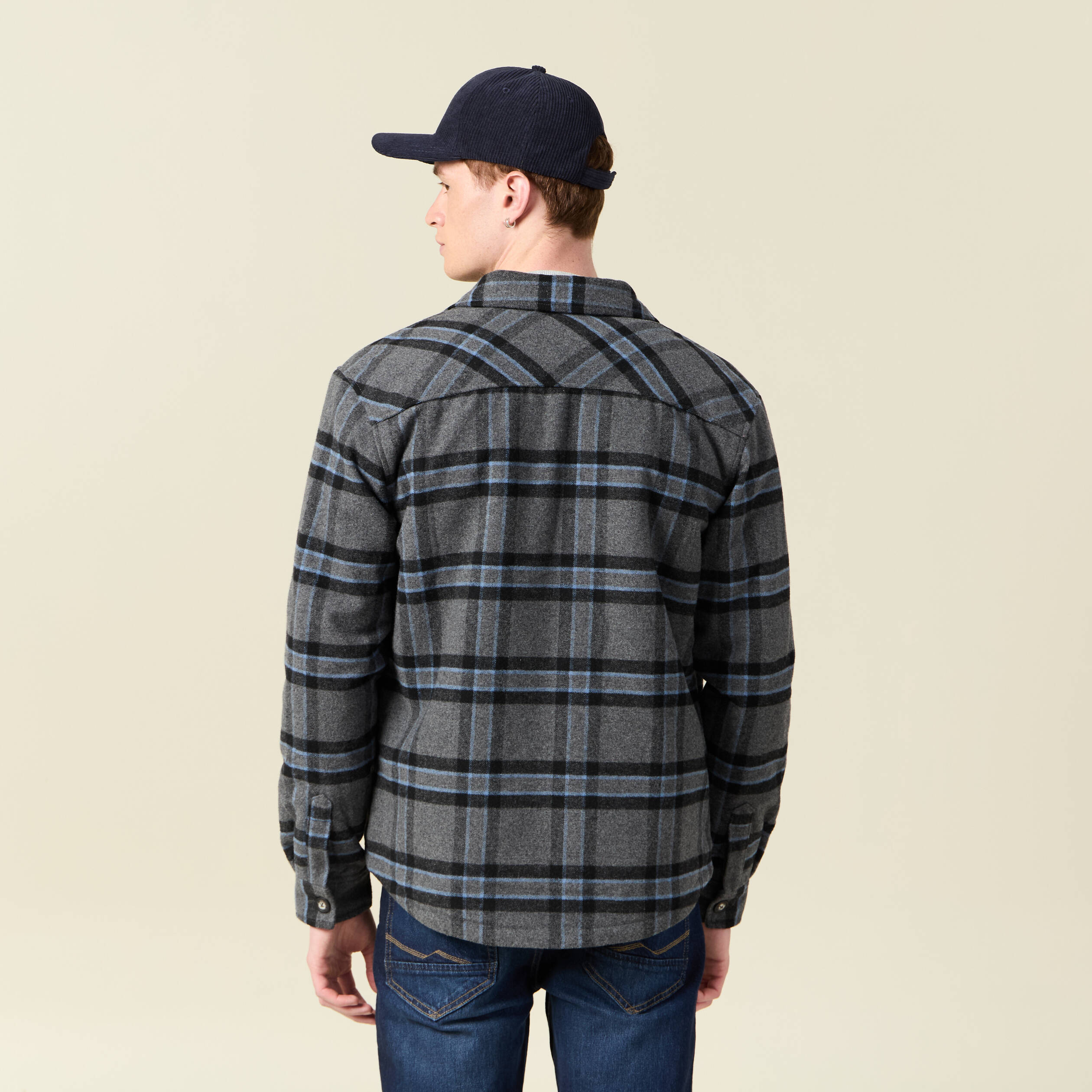veste surchemise droite bleu gris homme Veste surchemise droite bleu gris homme