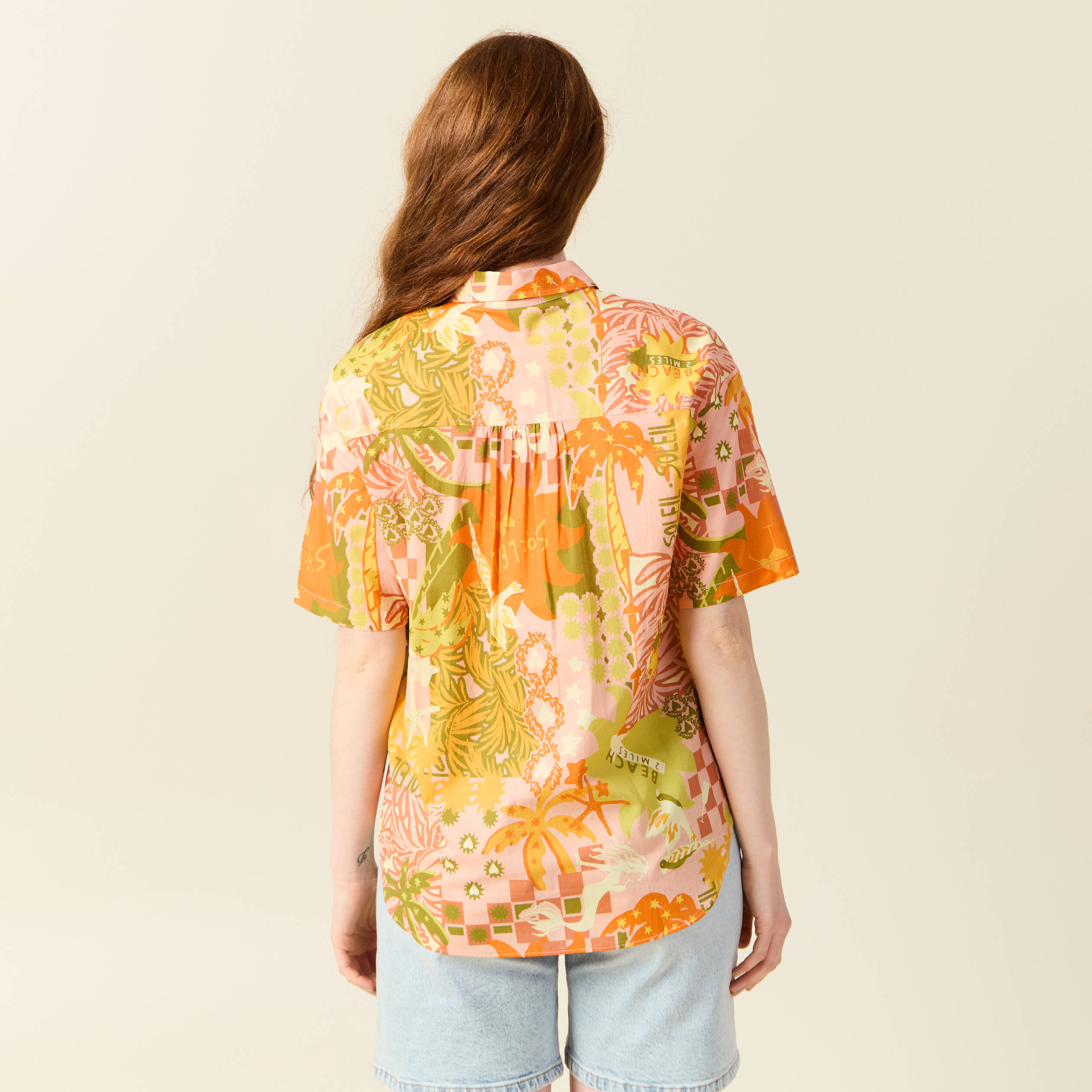 chemise manches courtes orange corail femme Chemise manches courtes orange corail femme