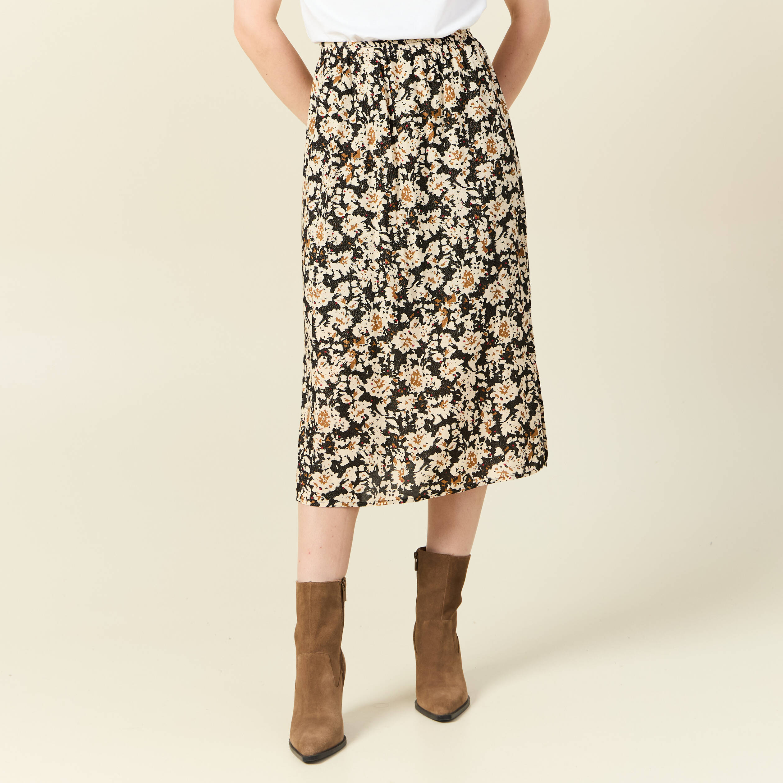 jupe midi droite fendue noir femme Jupe midi droite fendue noir femme