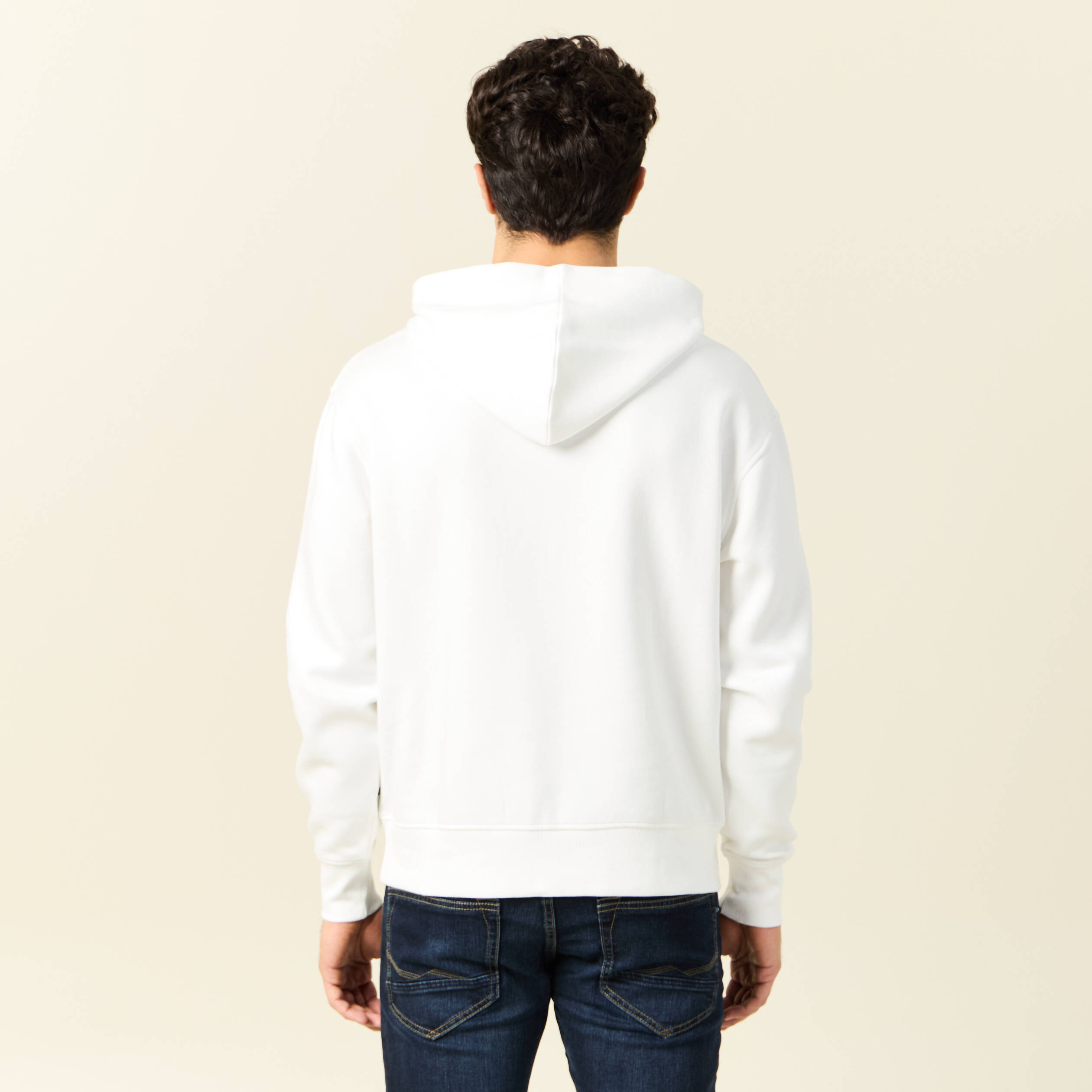 Sweat &agrave; capuche ecru homme