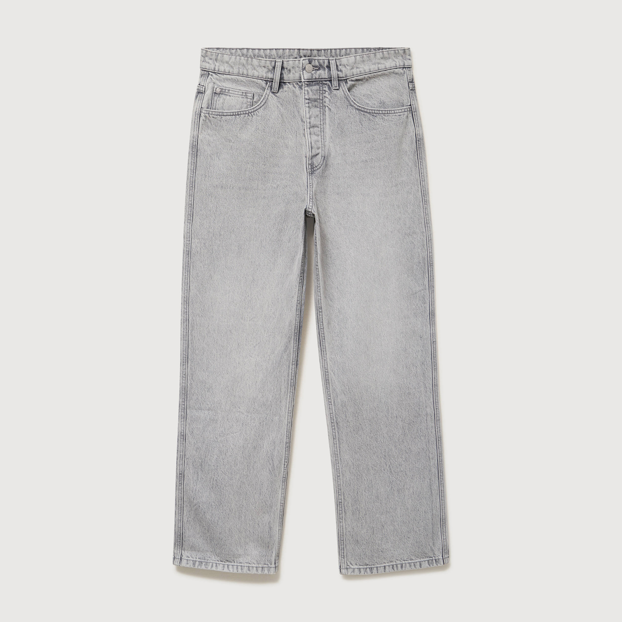 Jeans loose longueur 34 en coton denim gris clair homme