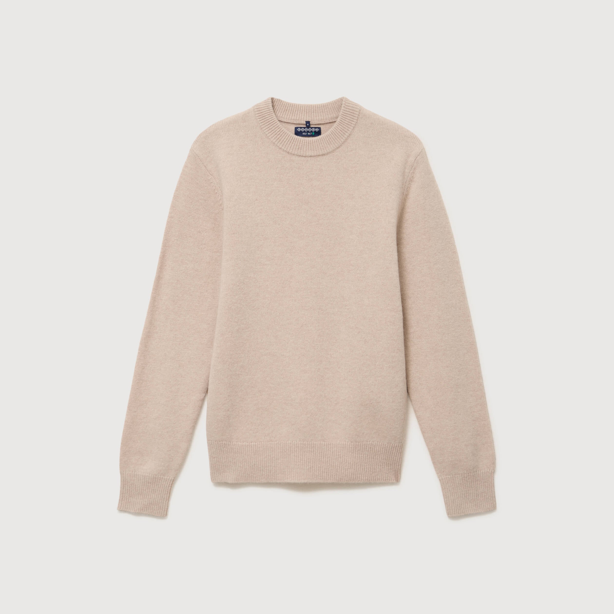 Pull droit col rond manches longues sable homme