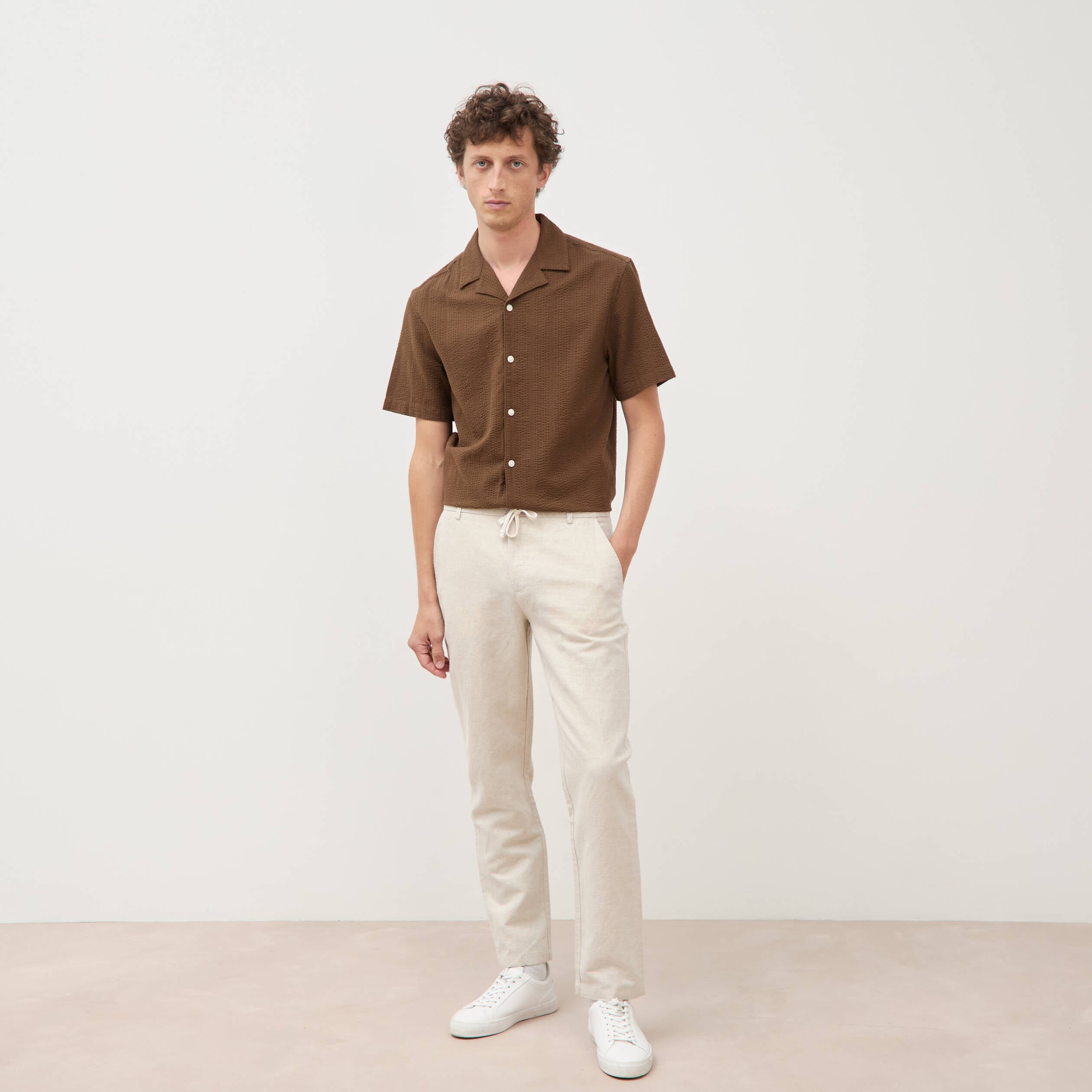 Chino coupe droite longueur 32 ecru homme