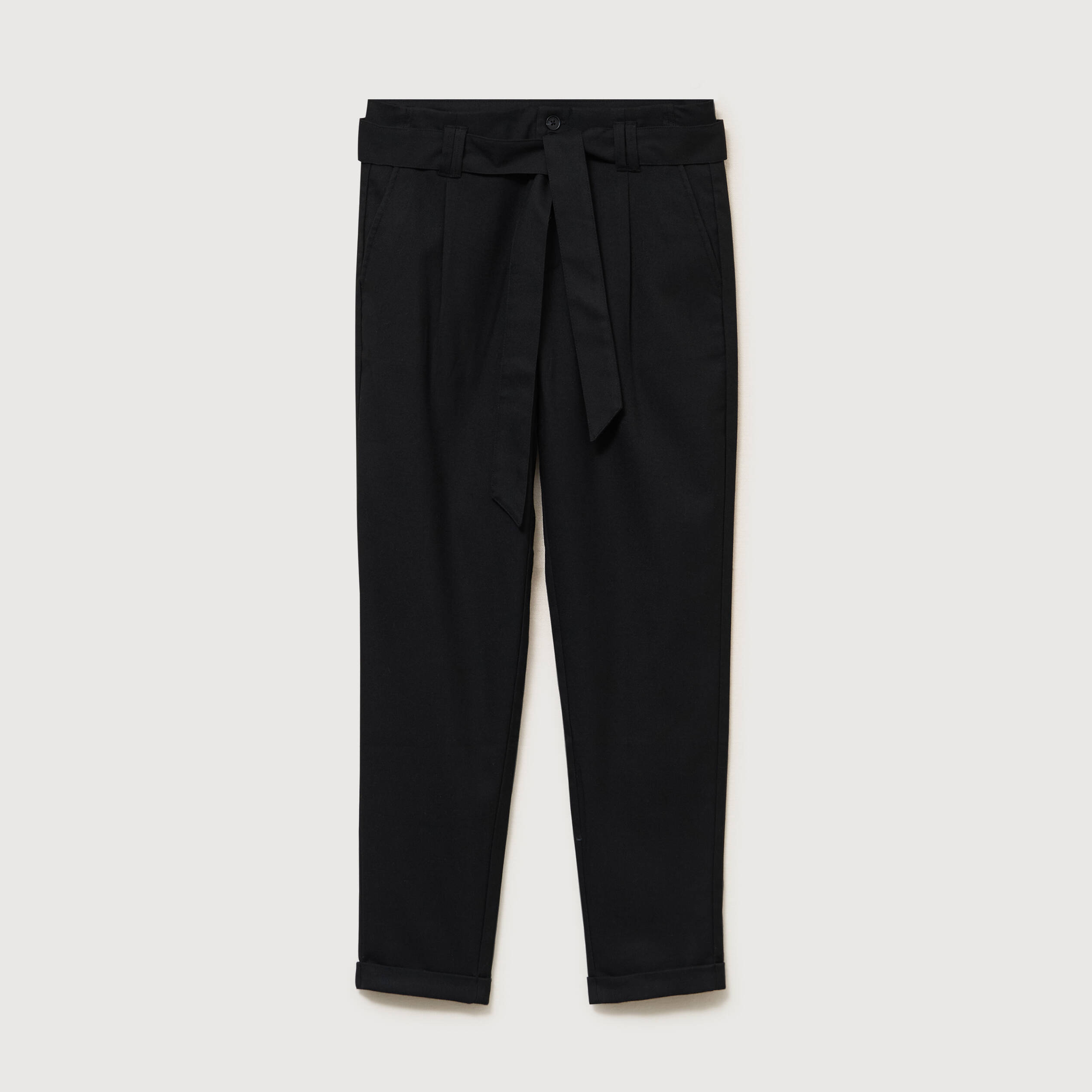 Pantalon paperbag noir femme