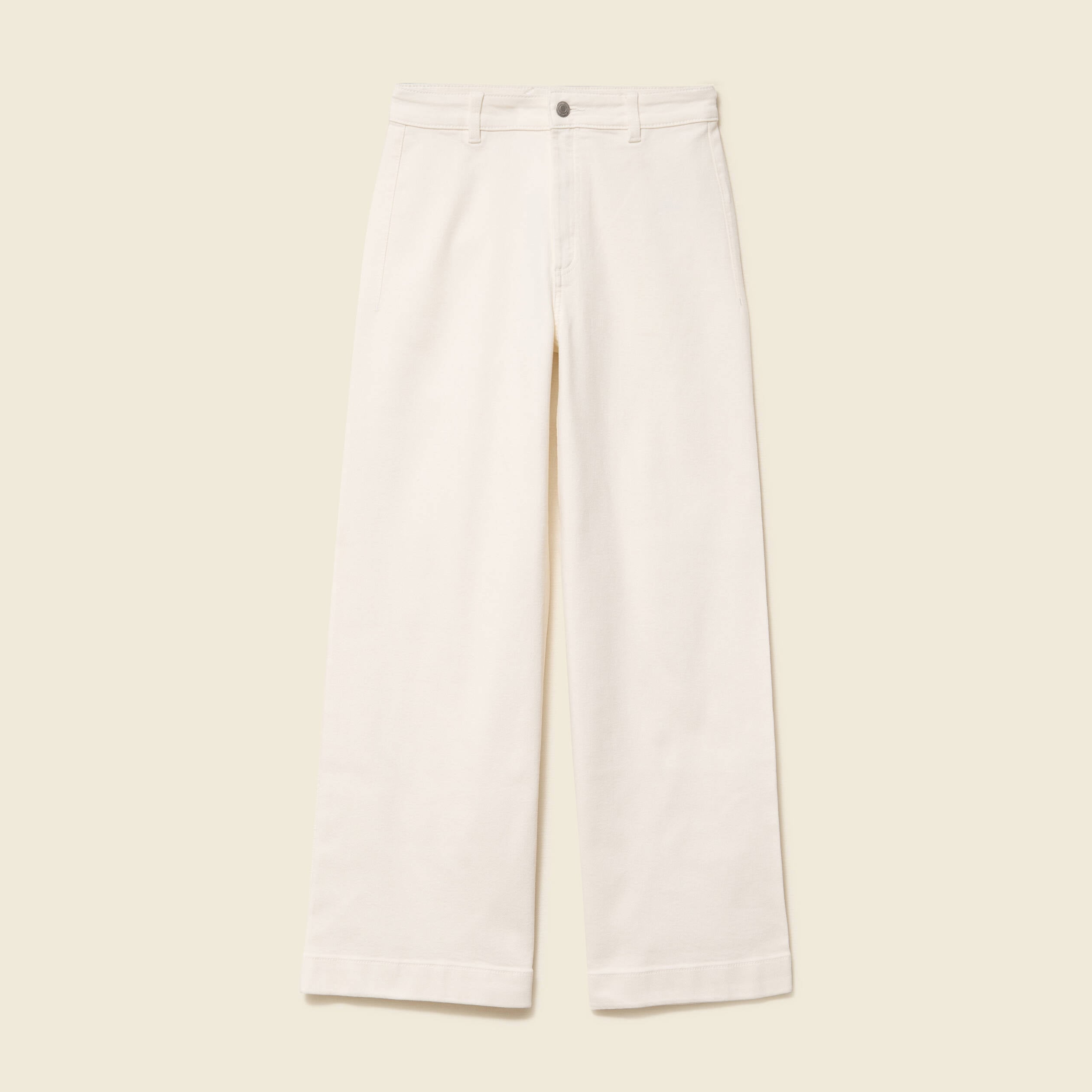 Jeans large taille haute denim blanc femme