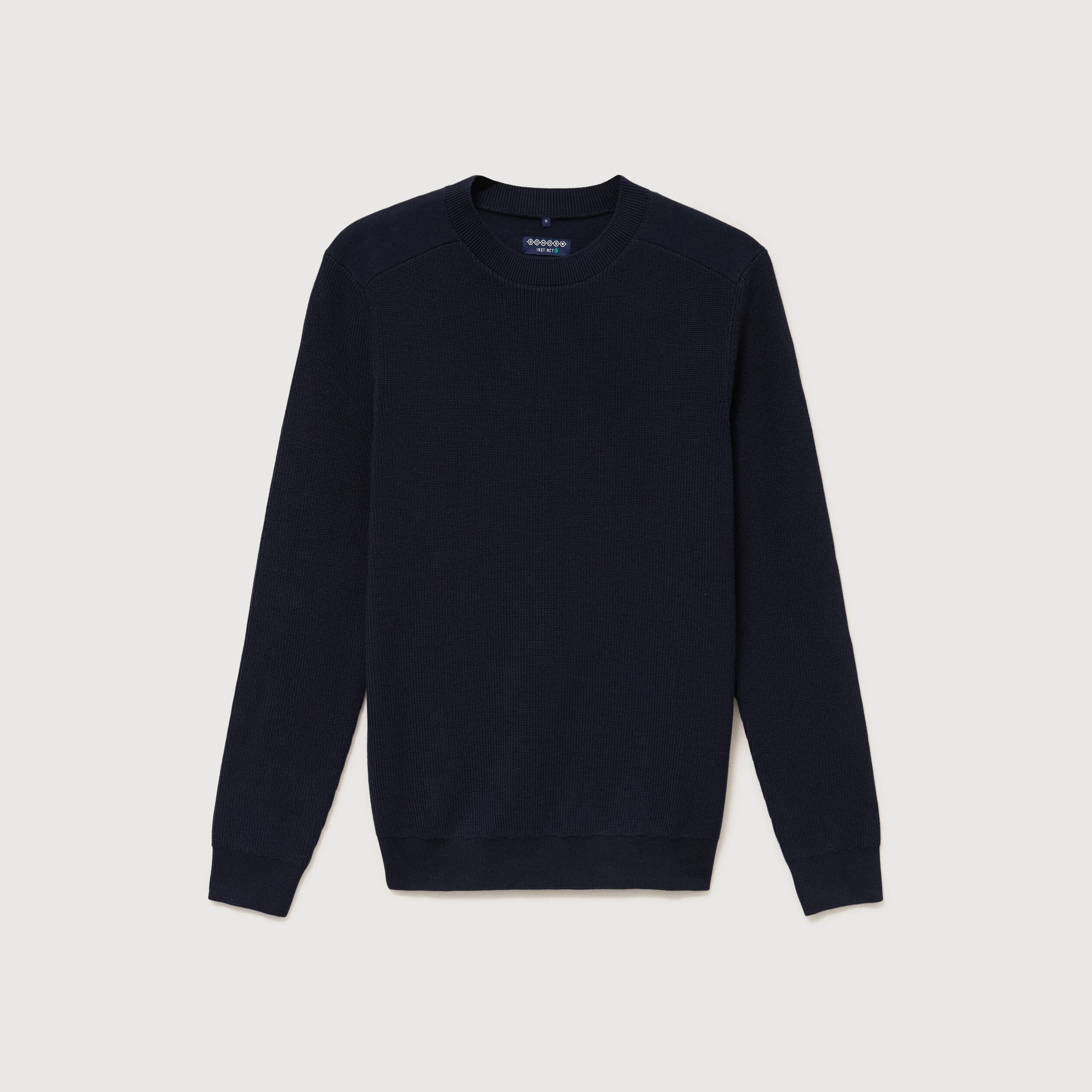Pull manches longues col rond bleu marine homme