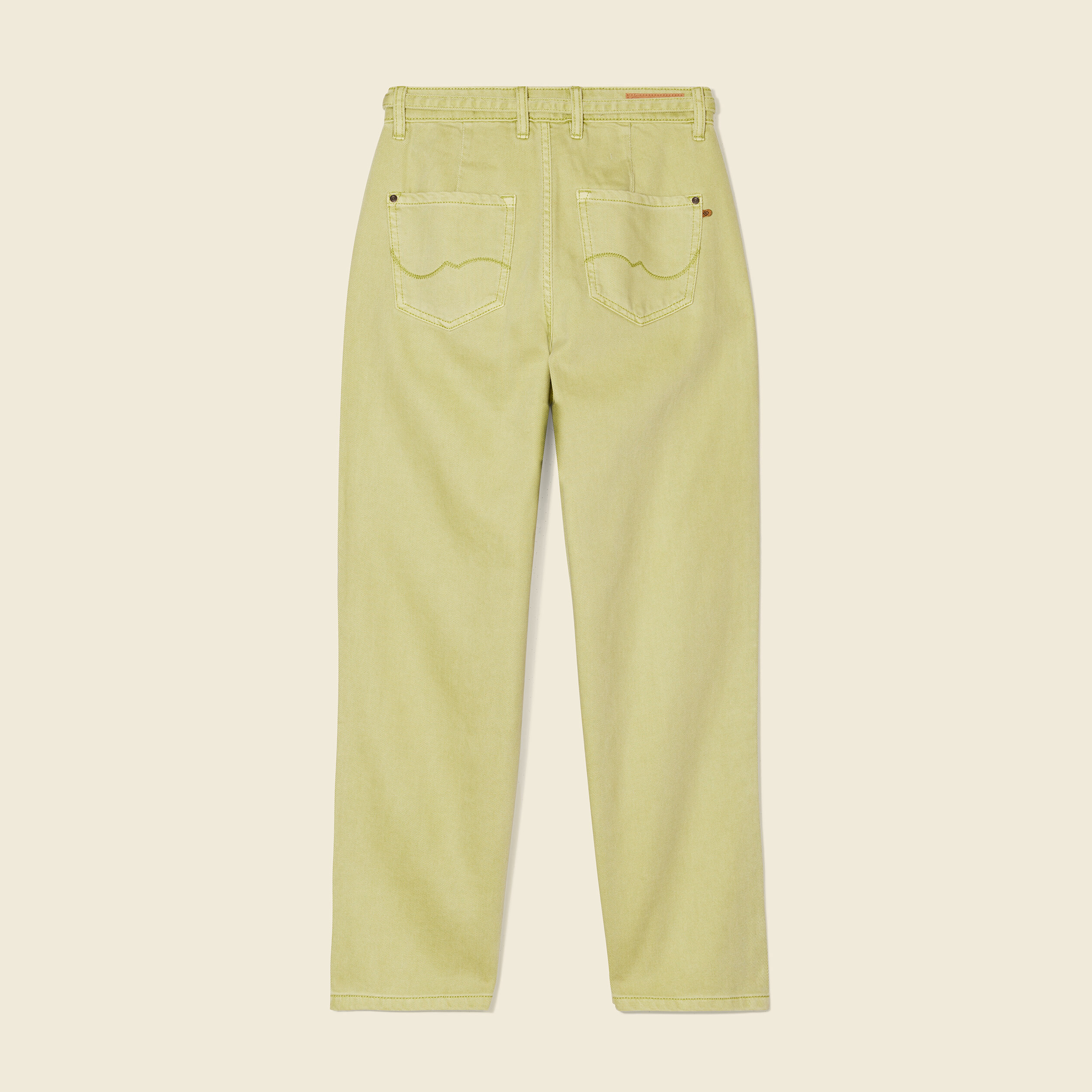 Pantalon large éco-responsable vert anis femme