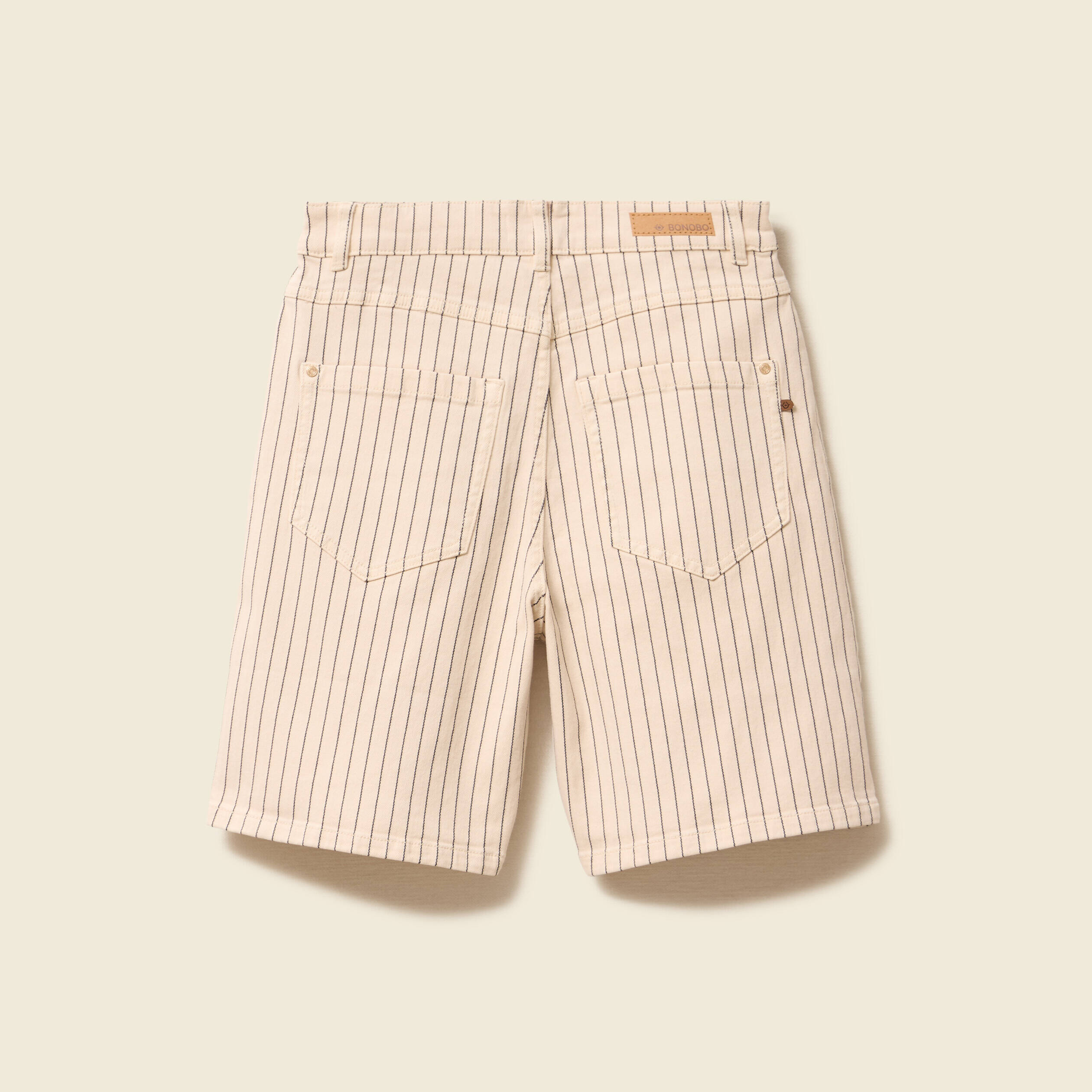 Bermuda large taille haute en jeans denim blanc femme