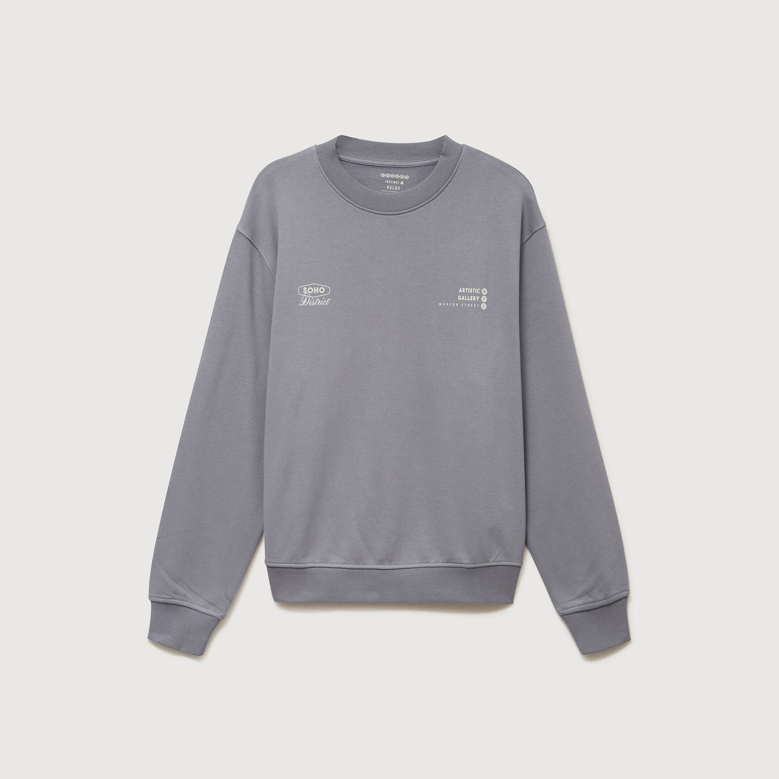 Sweat col rond manches longues gris homme