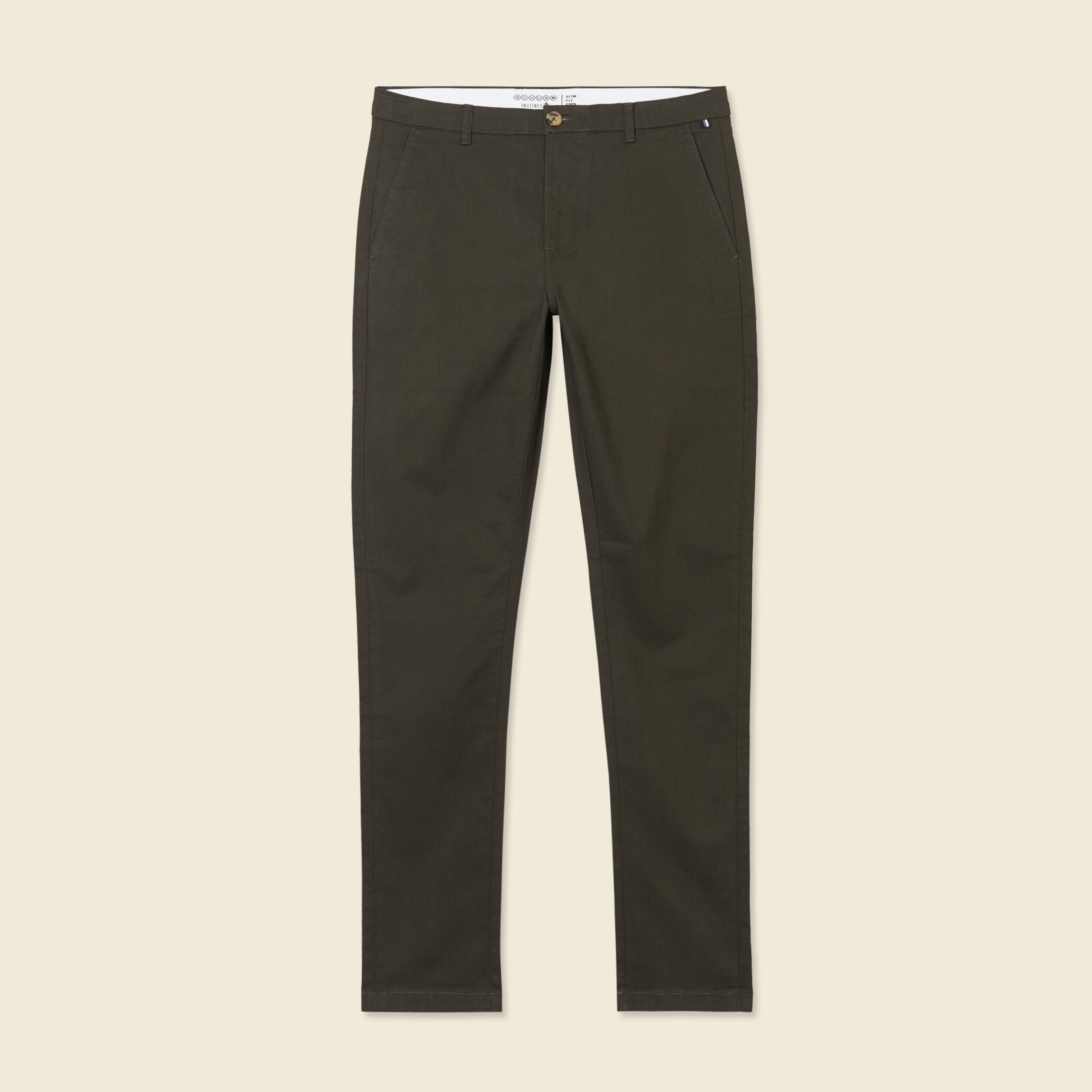 Pantalon chino longueur 32 vert kaki homme