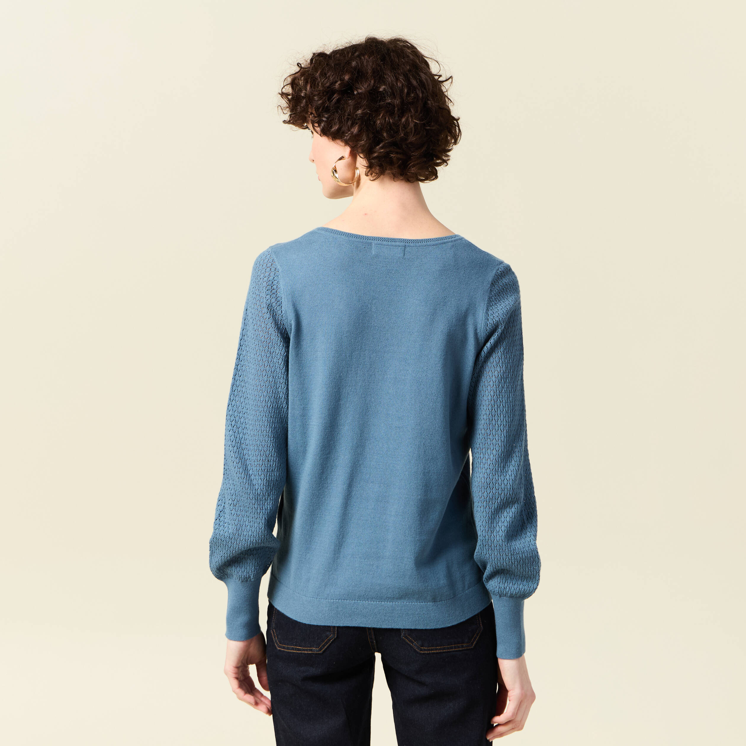 Pull manches longues bleu clair femme