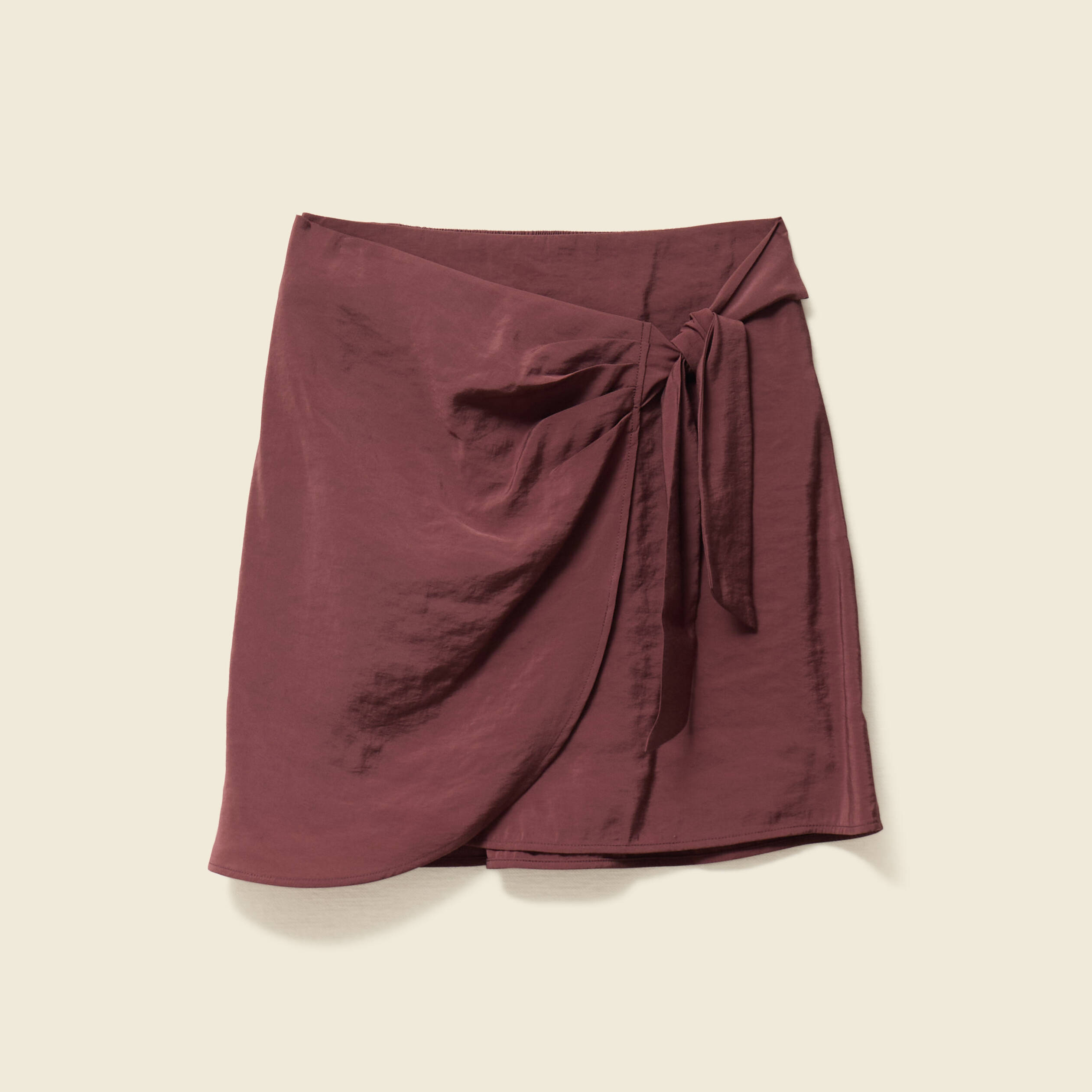 Jupe droite satin marron femme