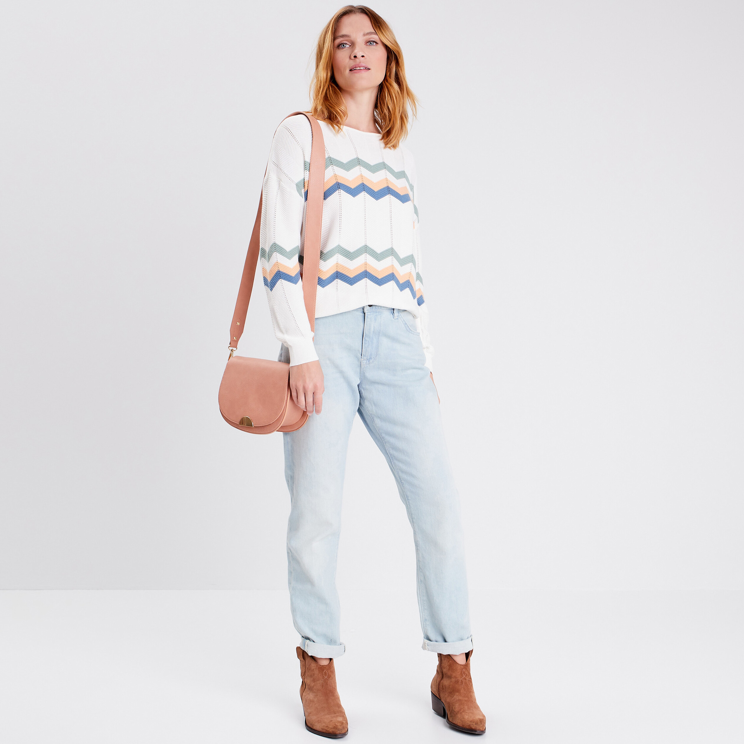 Pull manches longues ecru femme