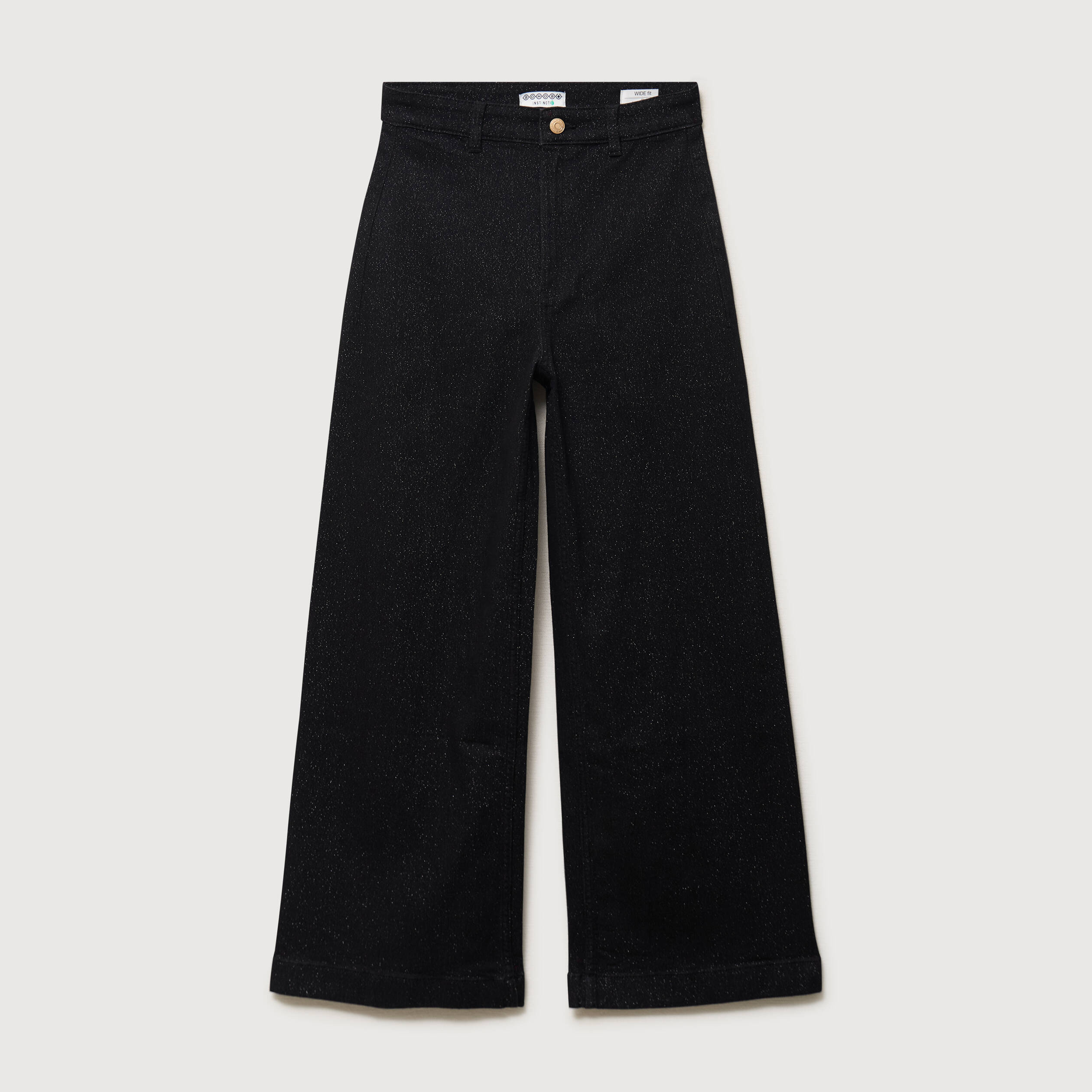 Jeans large taille haute denim noir femme