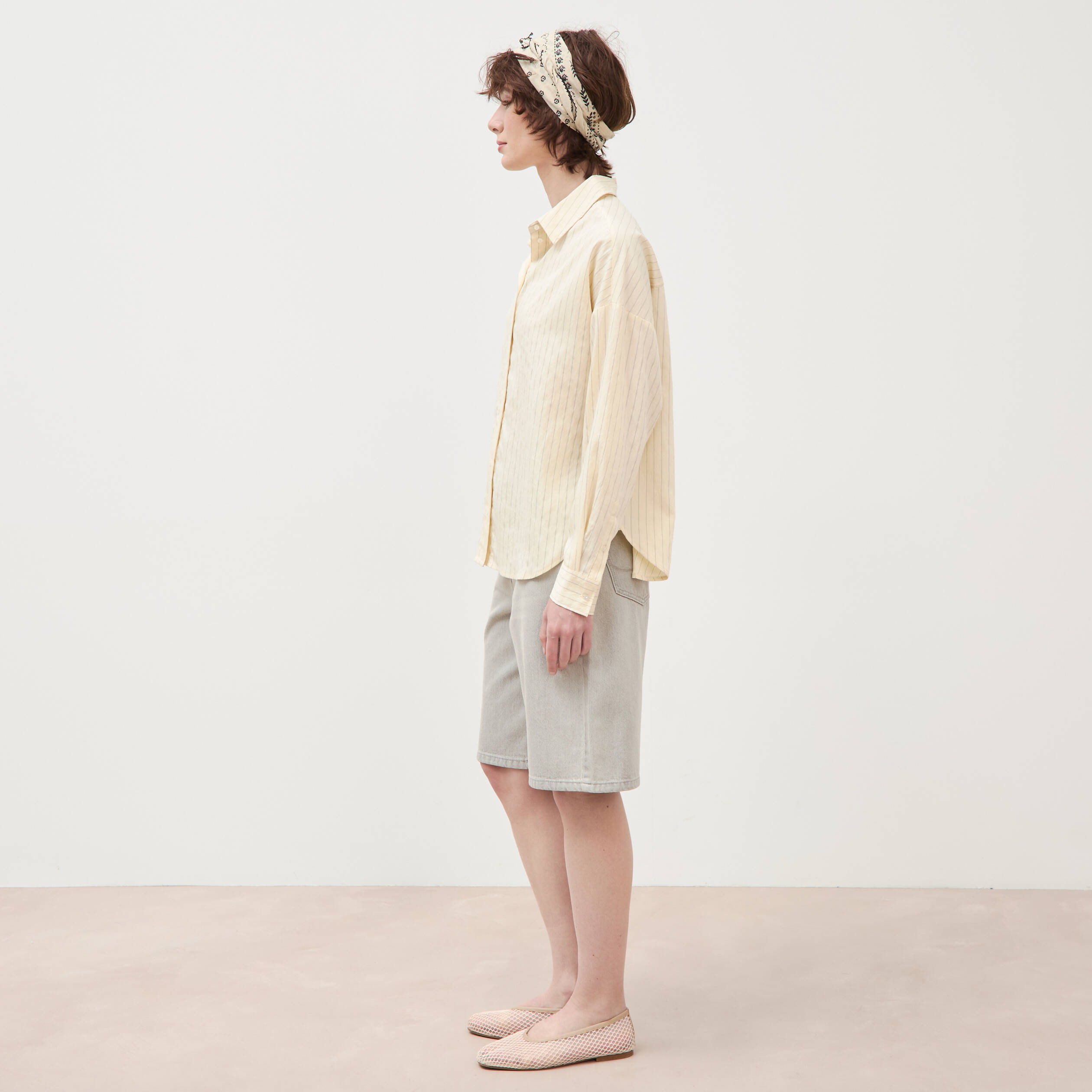 Chemise manches longues fluide creme femme
