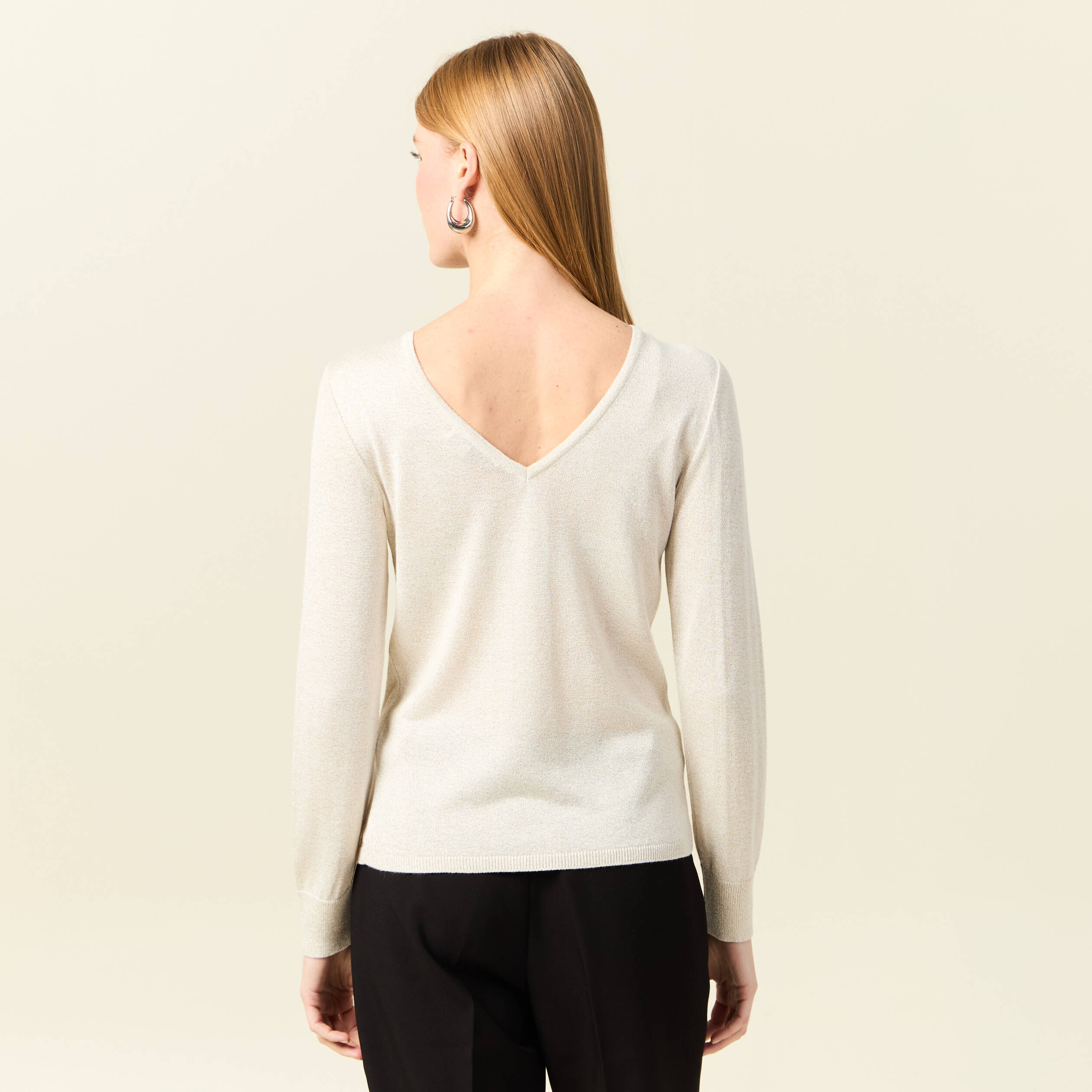 pull manches longues ajoure creme femme Pull manches longues ajouré creme femme