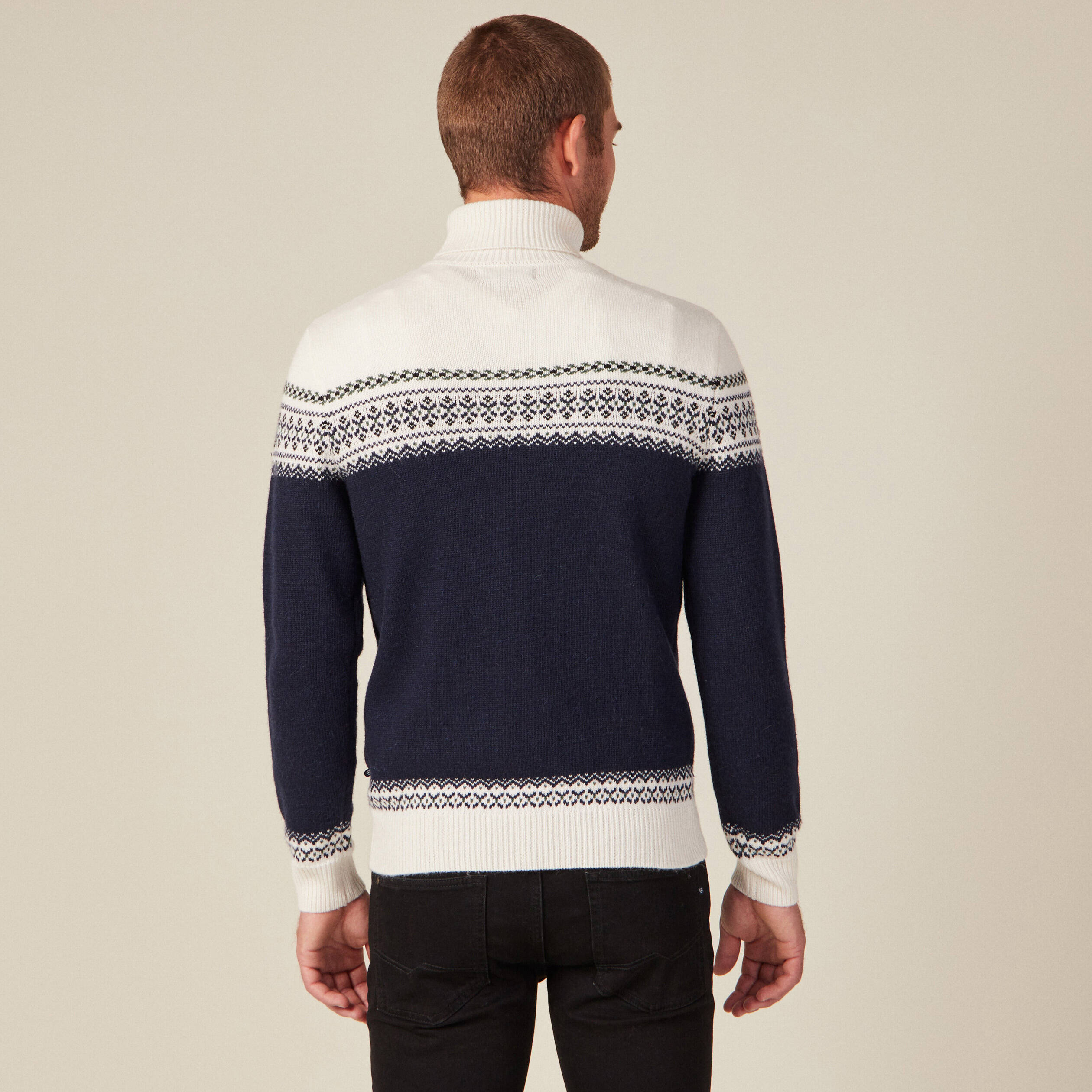 Pull manches longues vert kaki homme