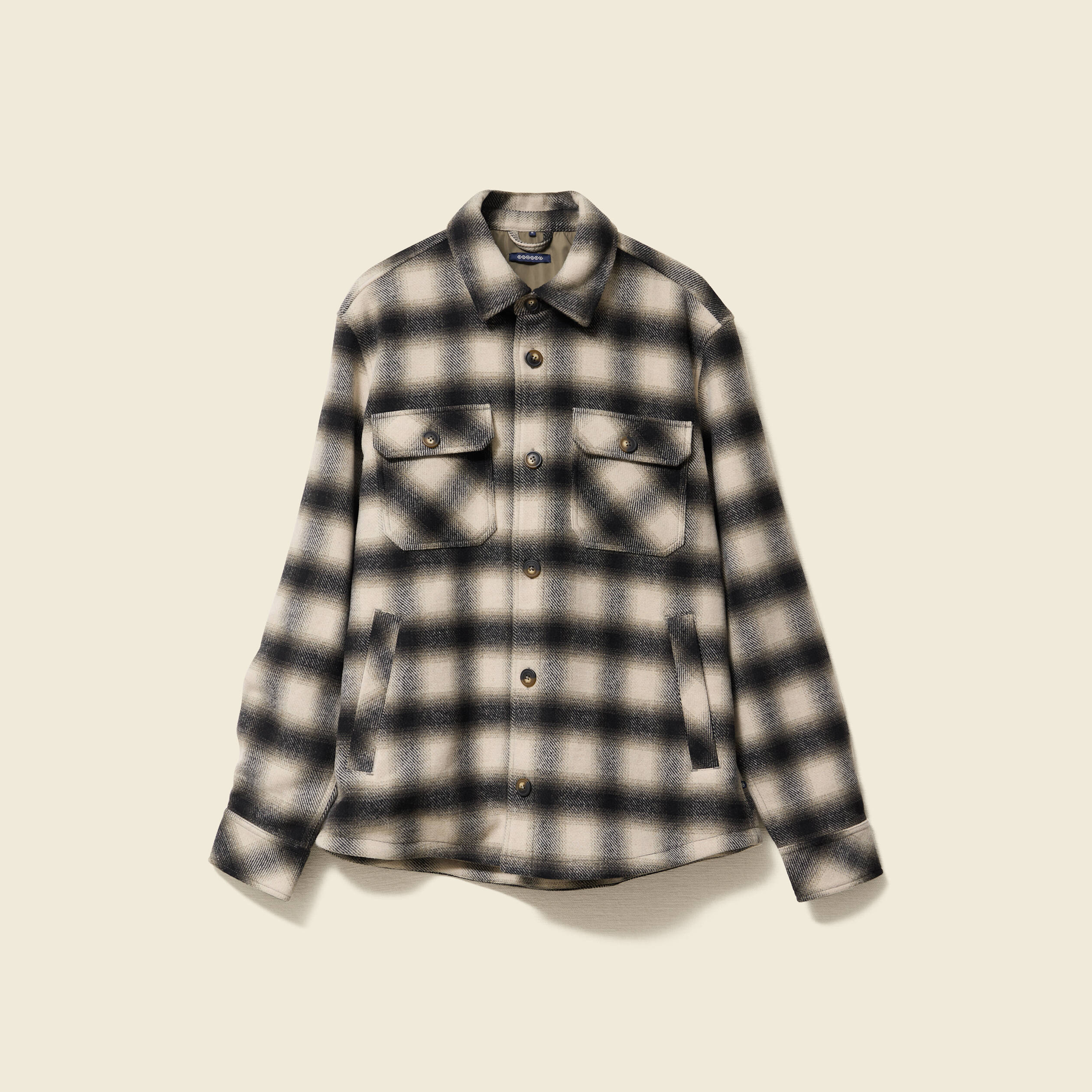 Surchemise oversize courte doubl&eacute;e vert kaki homme