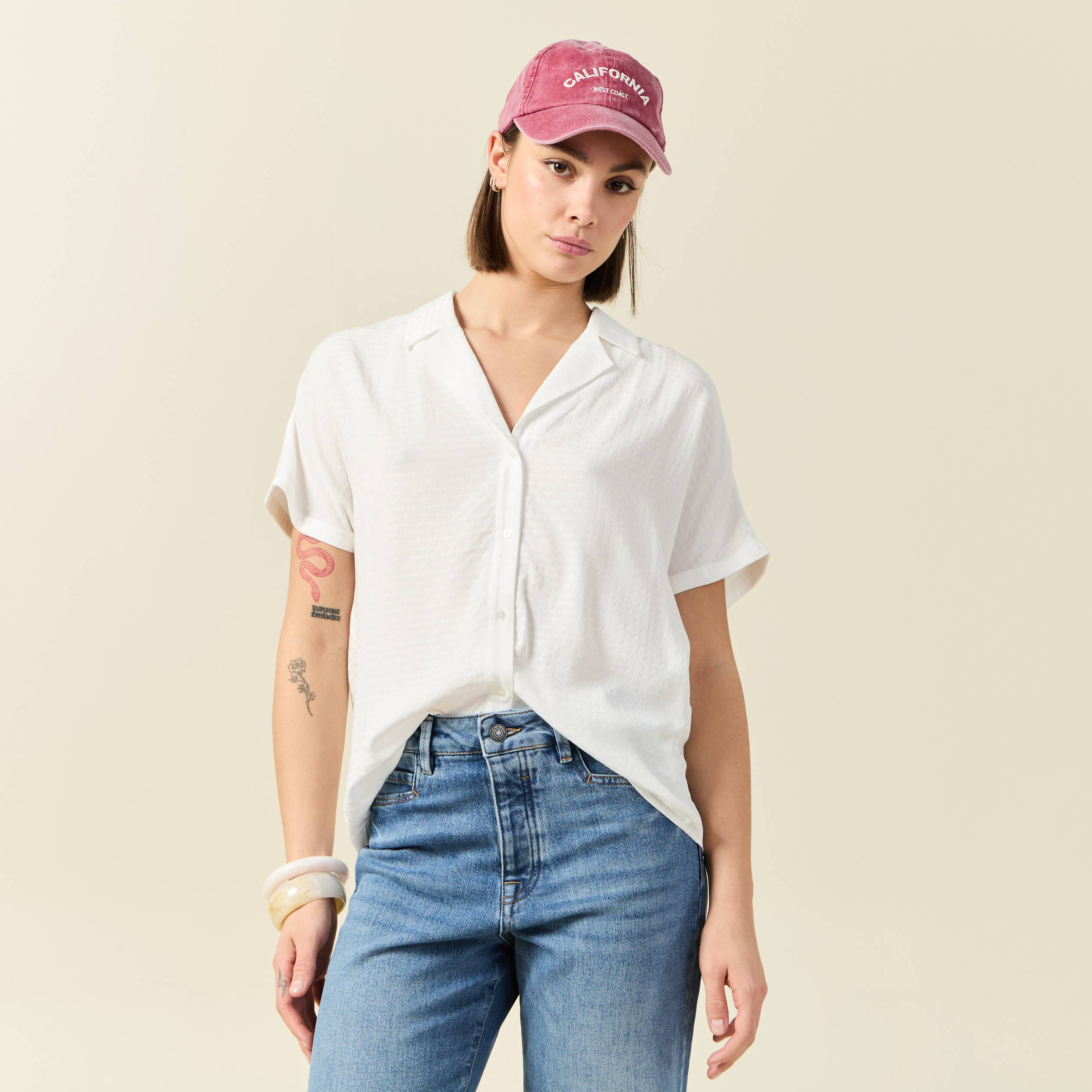 chemise manches courtes ecru femme Chemise manches courtes ecru femme