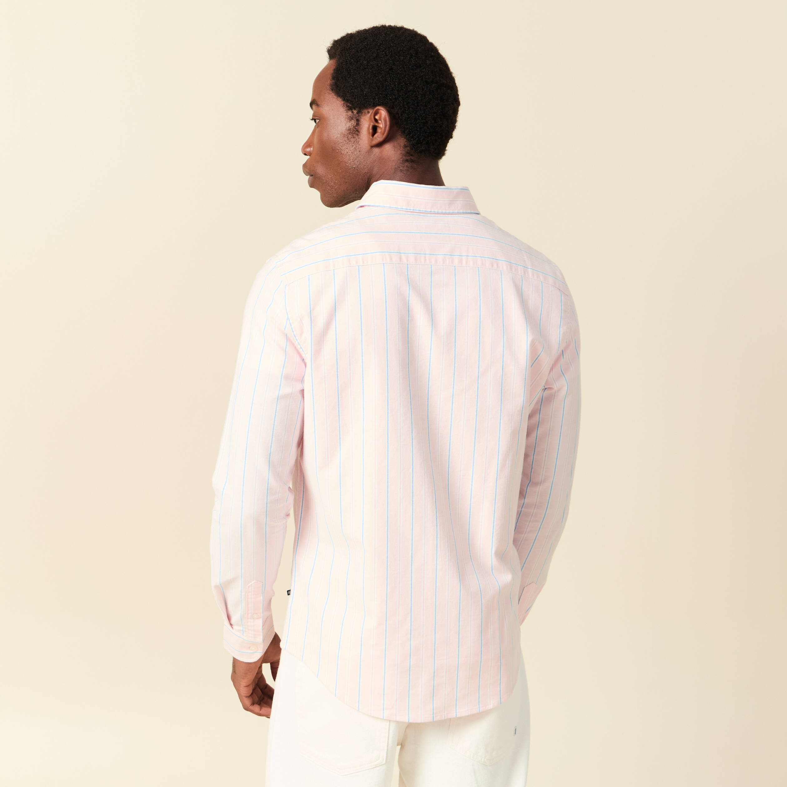 Chemise manches longues rose poudr&eacute;e homme