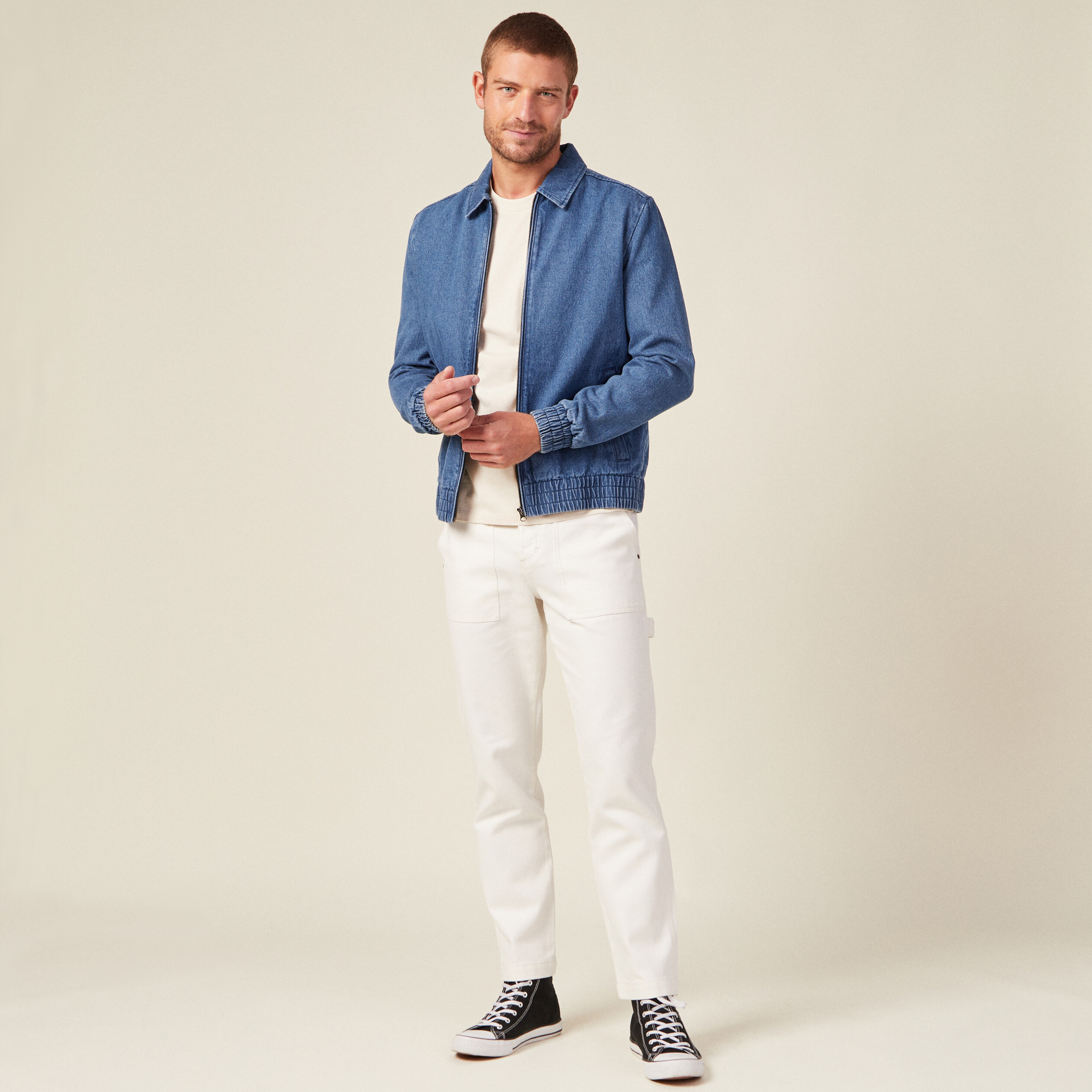 T-shirt manches courtes ecru homme