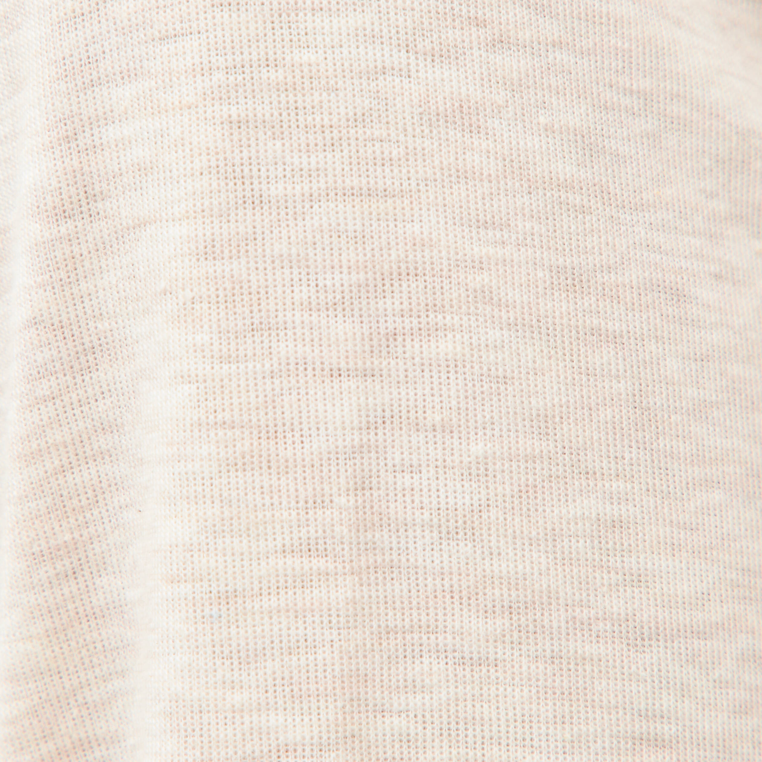 T-shirt cintr&eacute; col rond manches longues beige femme