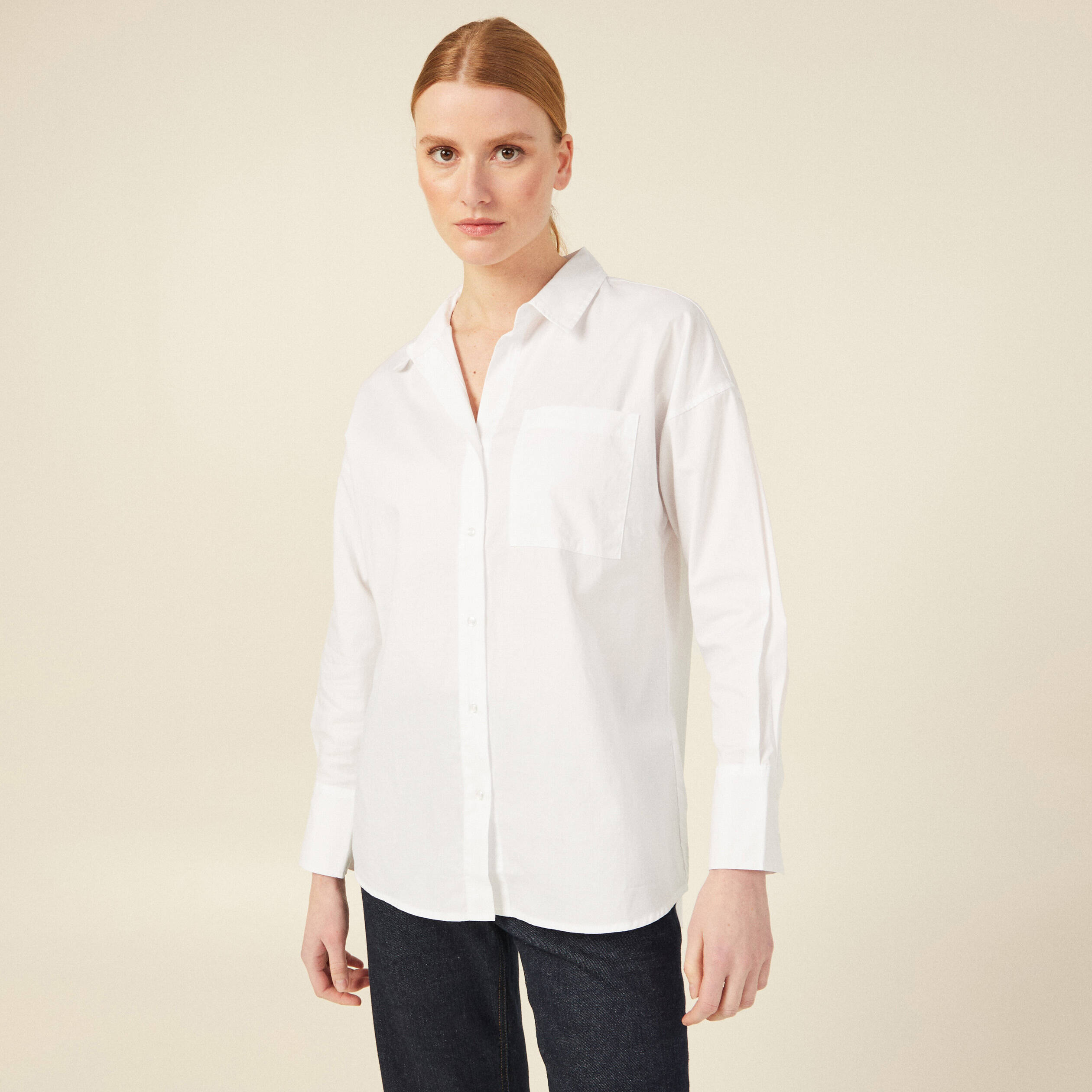 Chemise manches longues blanc femme