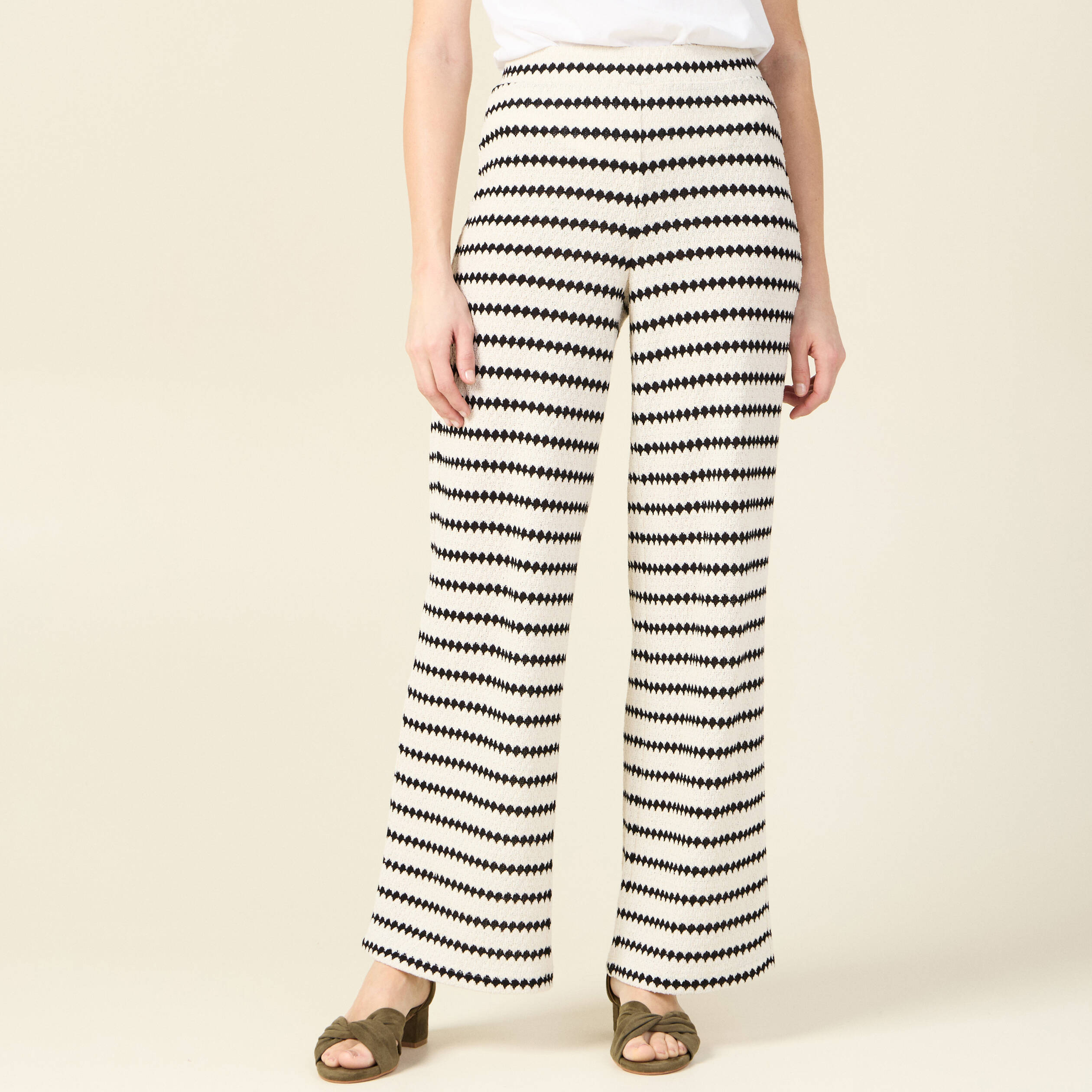 pantalon large en tricot blanc femme Pantalon large en tricot blanc femme