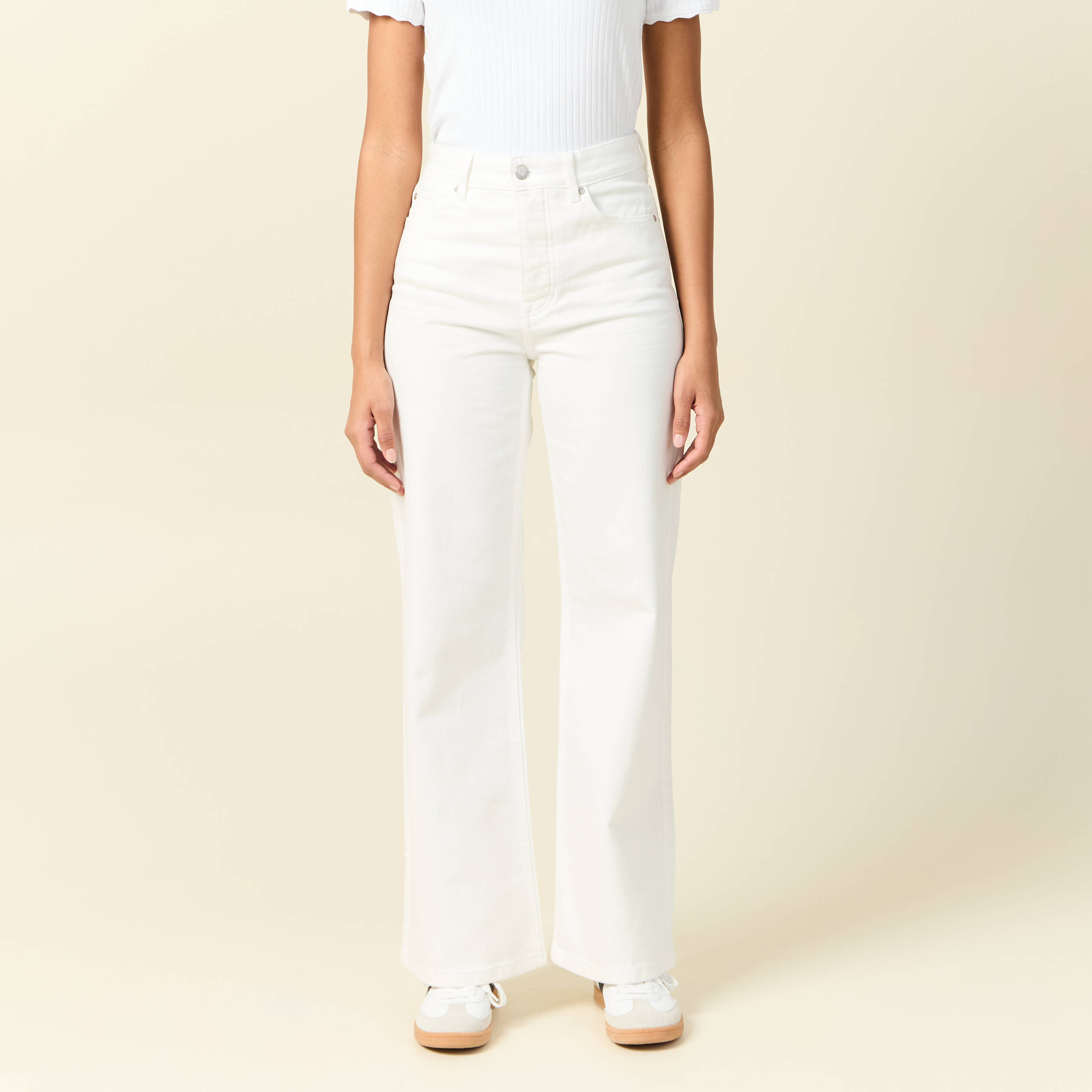 jeans large eco responsable denim blanc femme Jeans large éco-responsable denim blanc femme