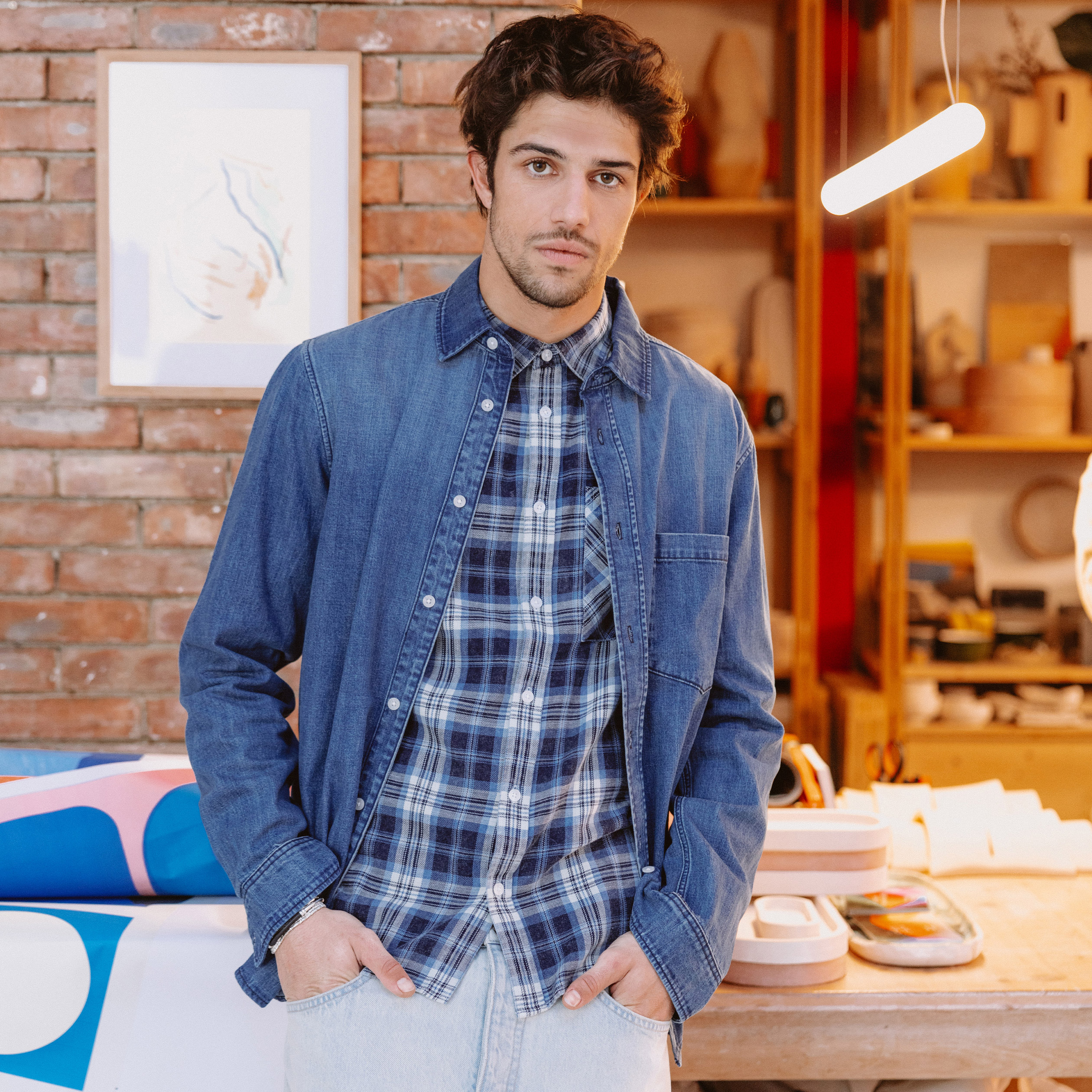 Chemise en jeans manches longues denim stone homme