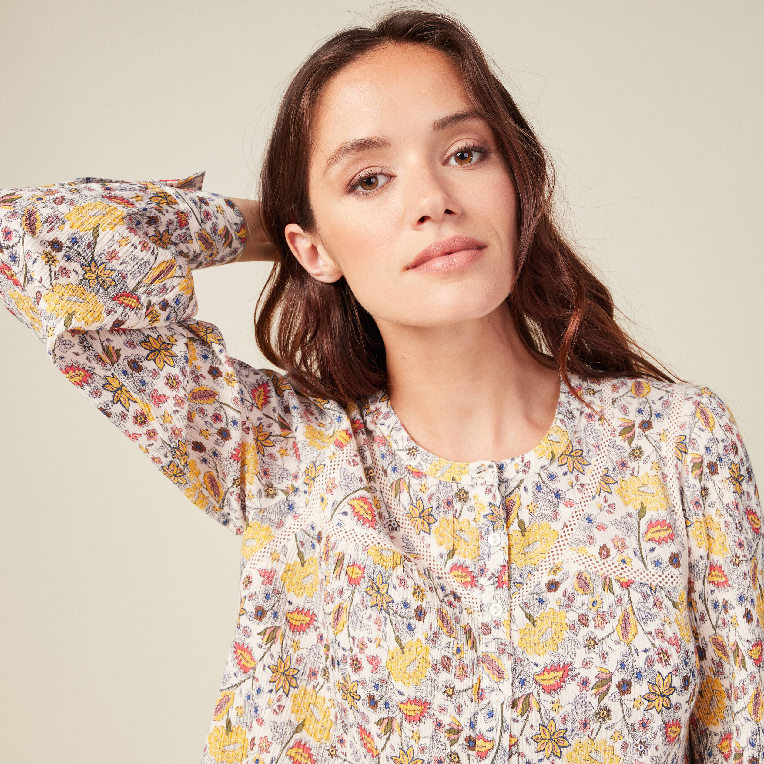 Blouse manches longues beige femme Vibs