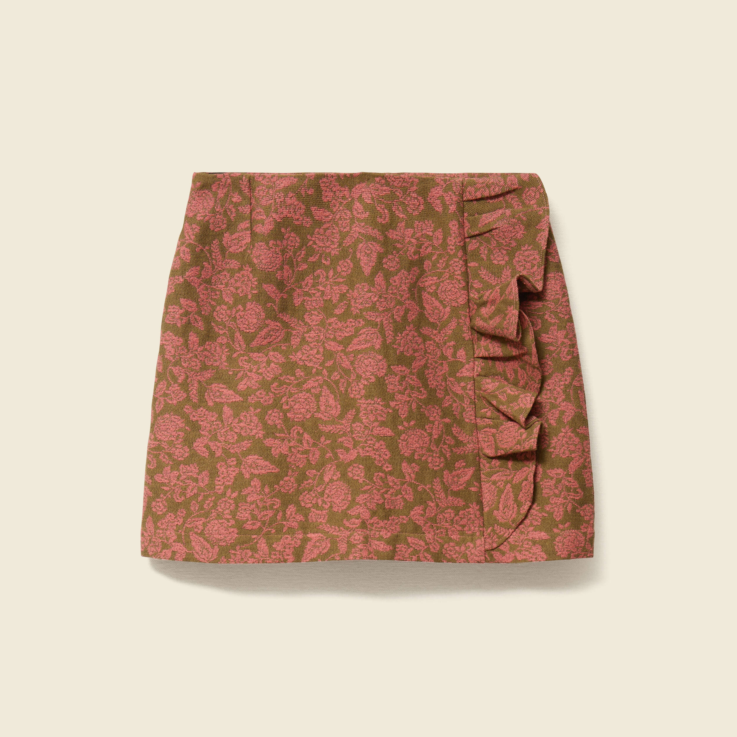 Mini-jupe droite et courte vert kaki femme