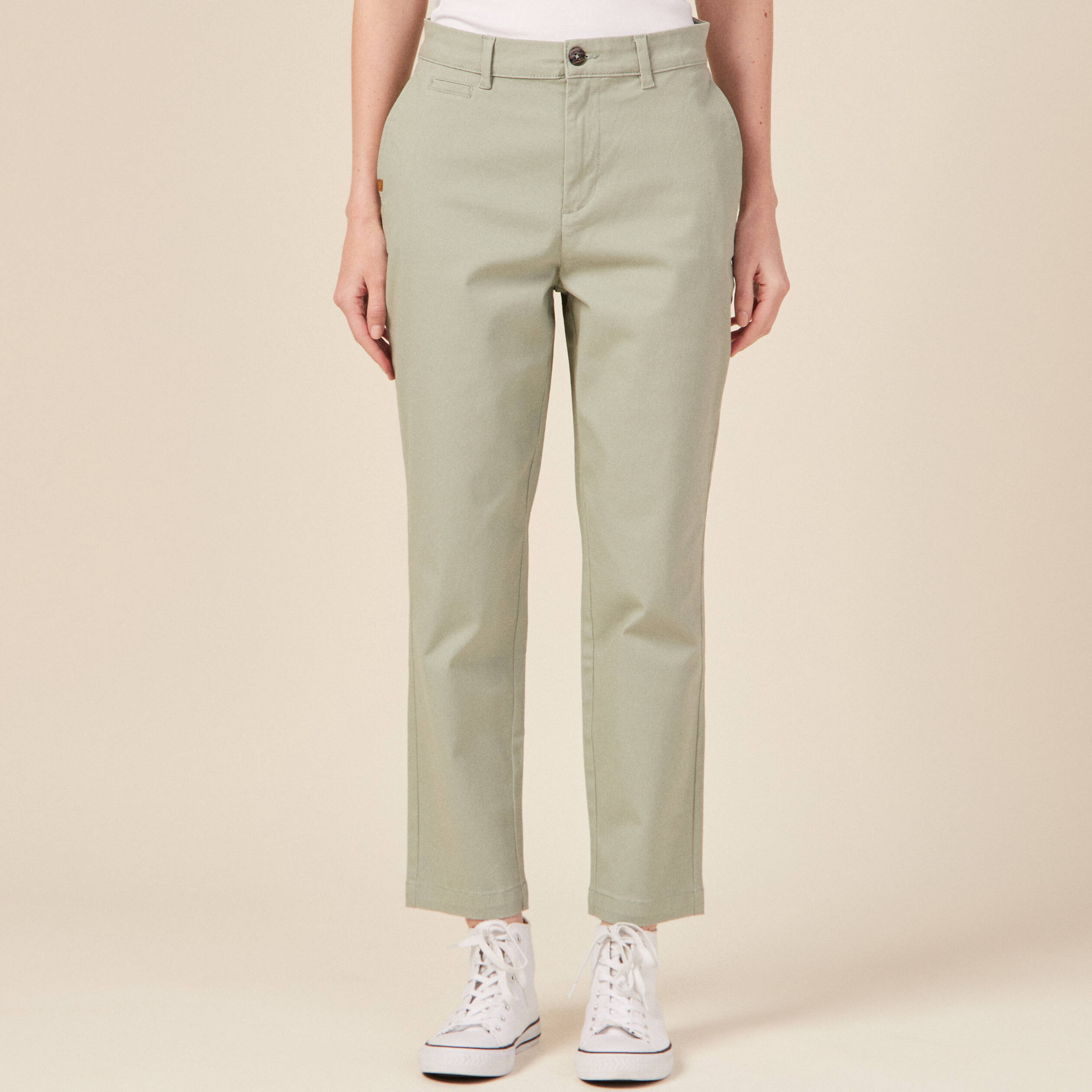 pantalon chino fluide vert olive femme Pantalon chino fluide vert olive femme
