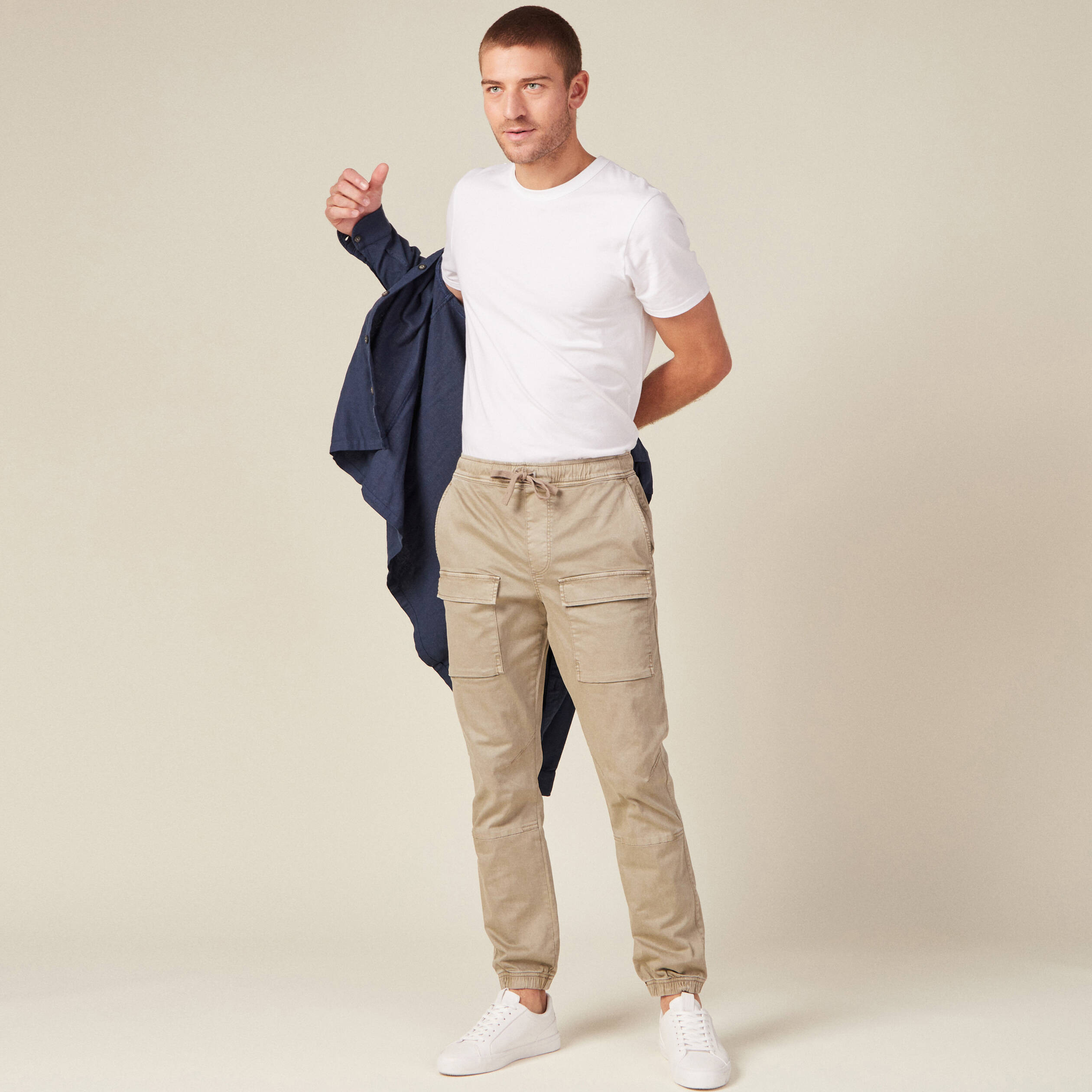 Pantalon battle élastiqué vert kaki homme