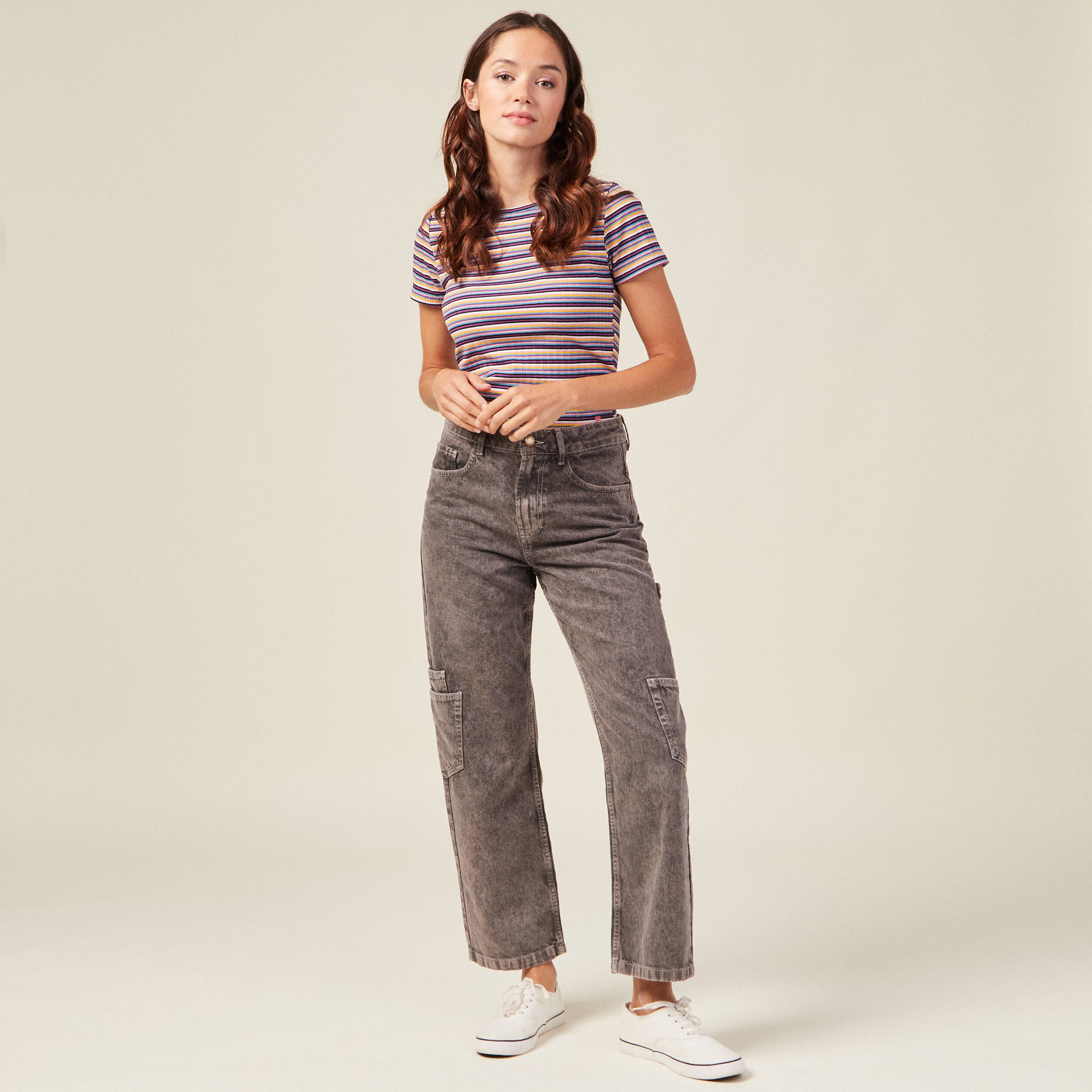 jeans cargo taille haute noir femme Jeans cargo taille haute noir femme