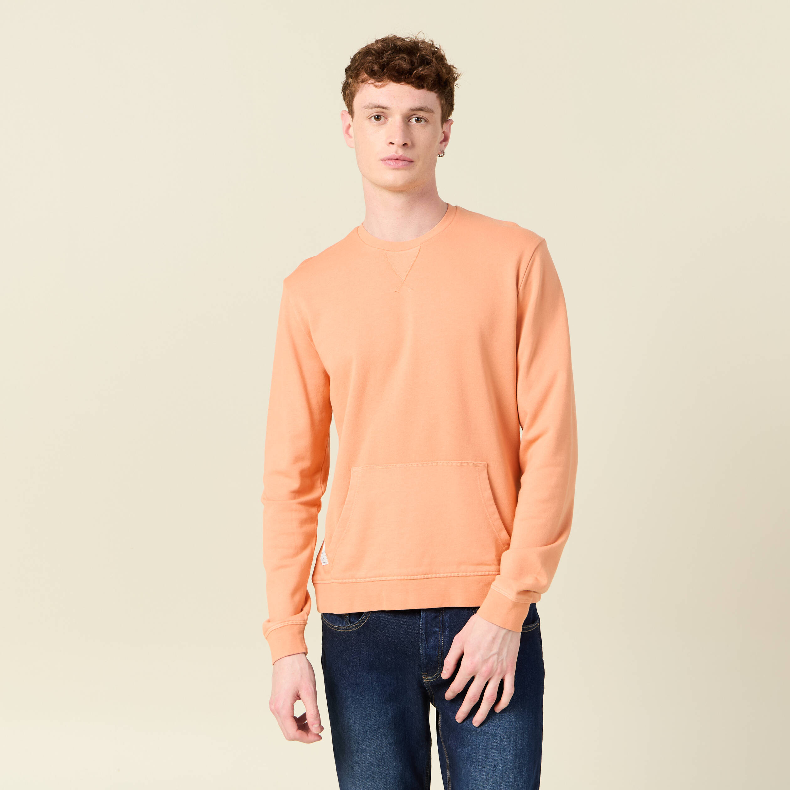 sweat manches longues orange corail homme Sweat manches longues orange corail homme