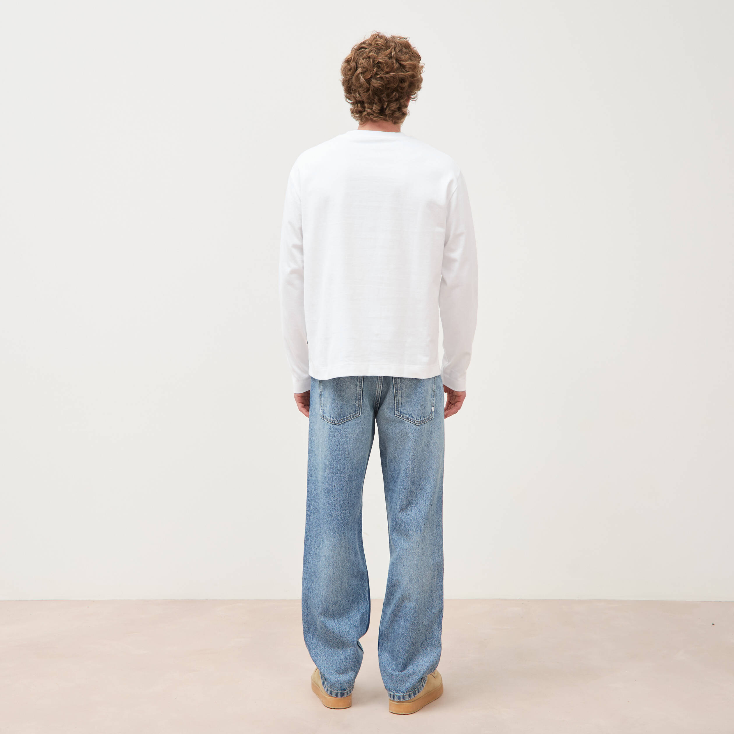 T-shirt en coton manches longues blanc homme