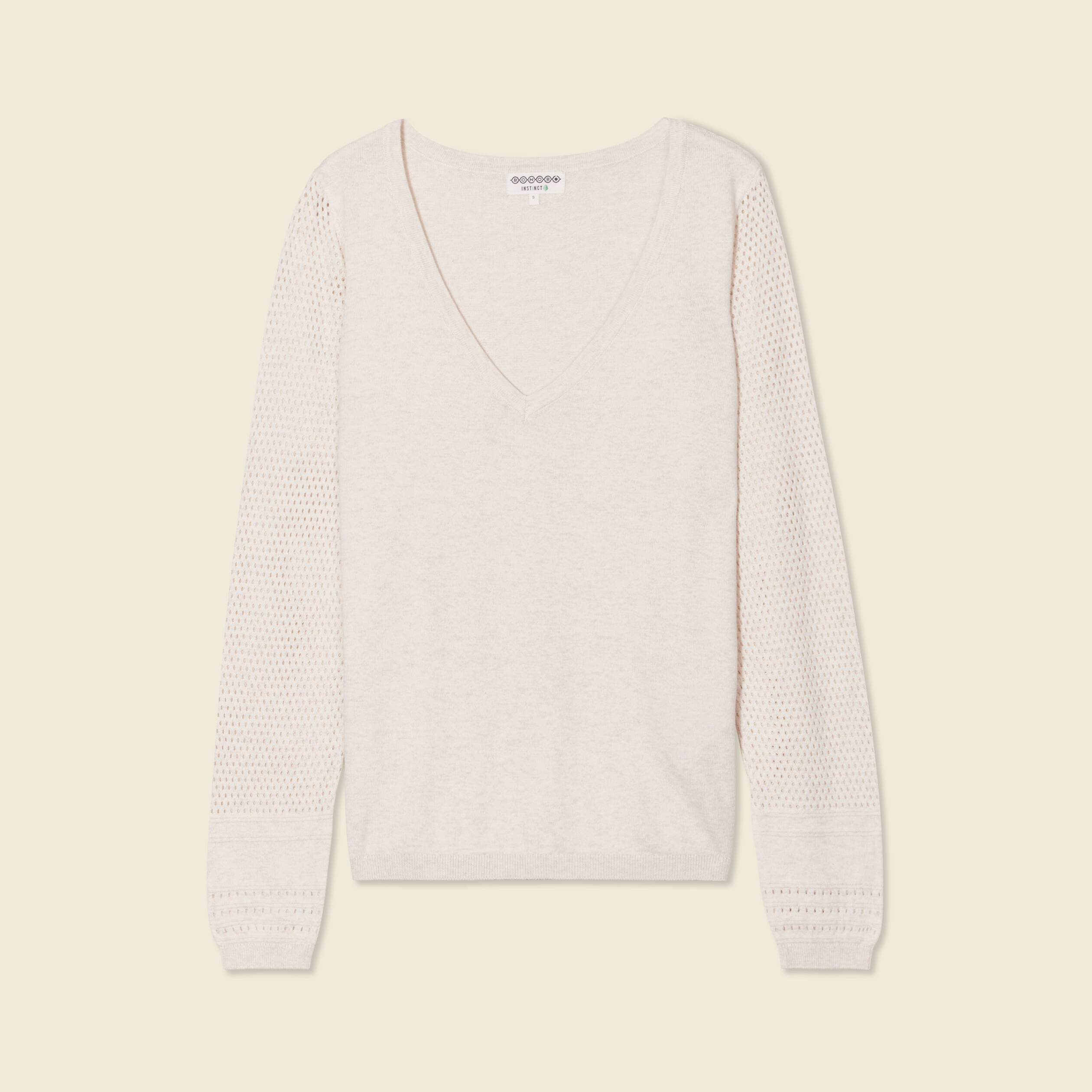 Pull à manches longues creme femme