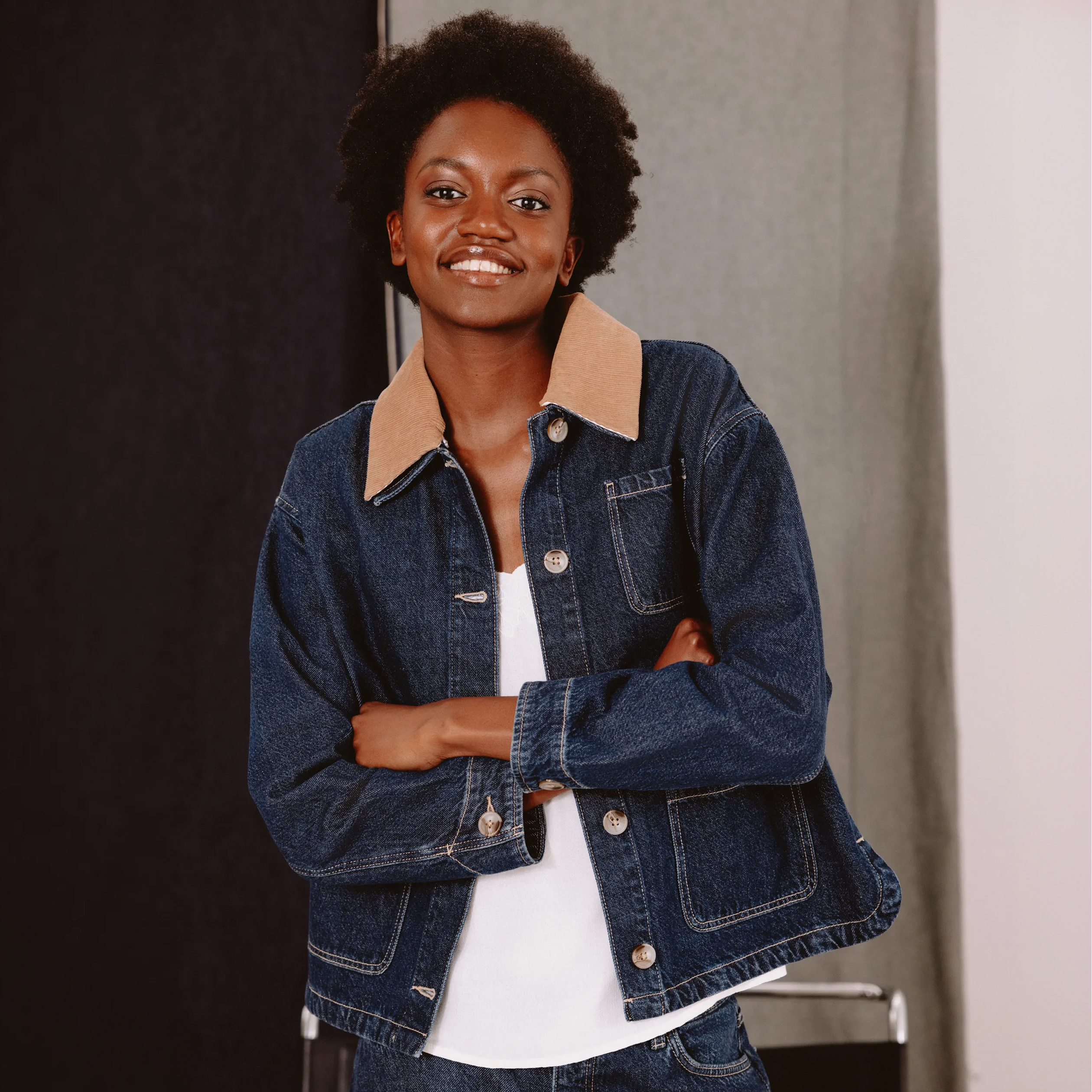 Veste en jeans manches longues denim brut clean femme