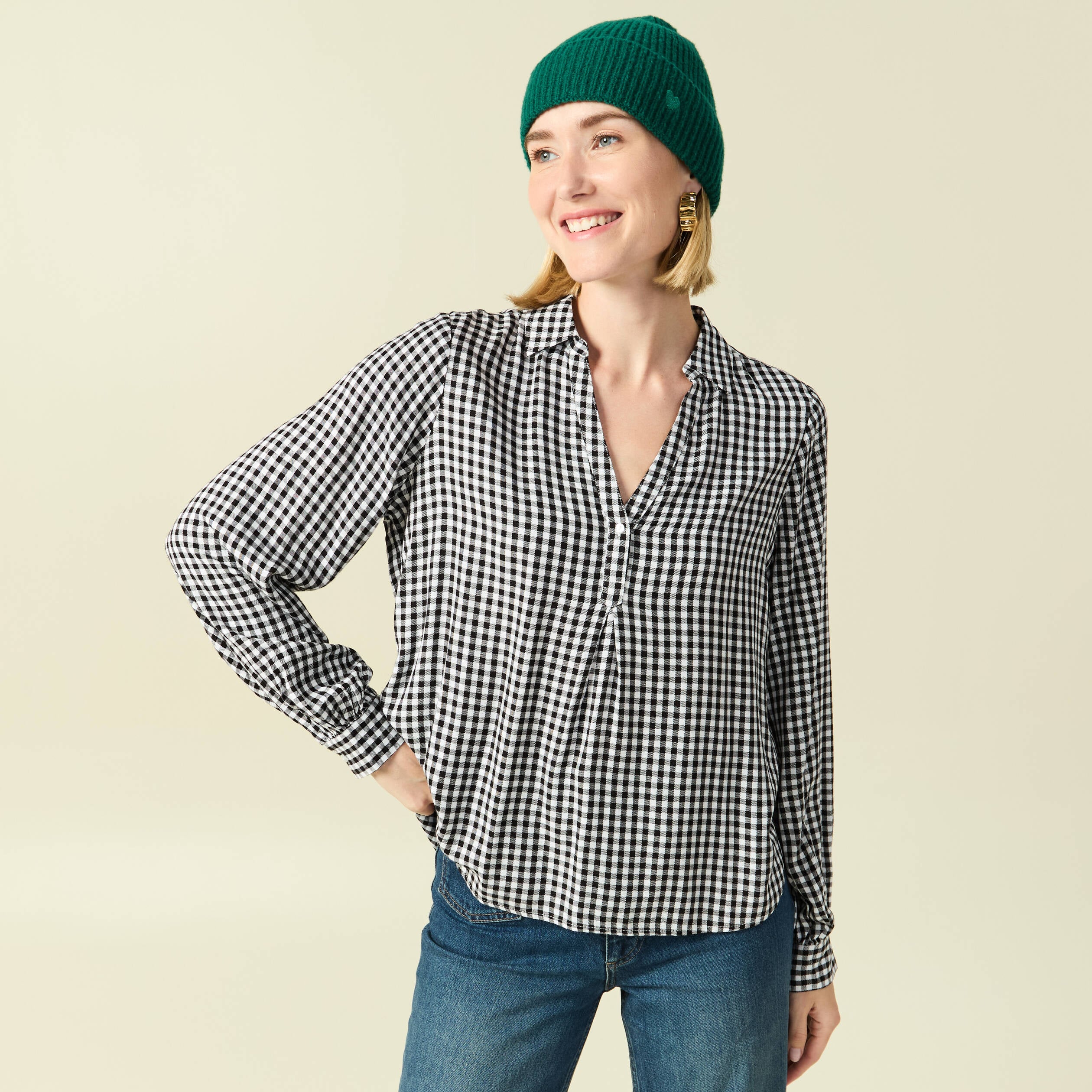 Blouse manches longues noir femme